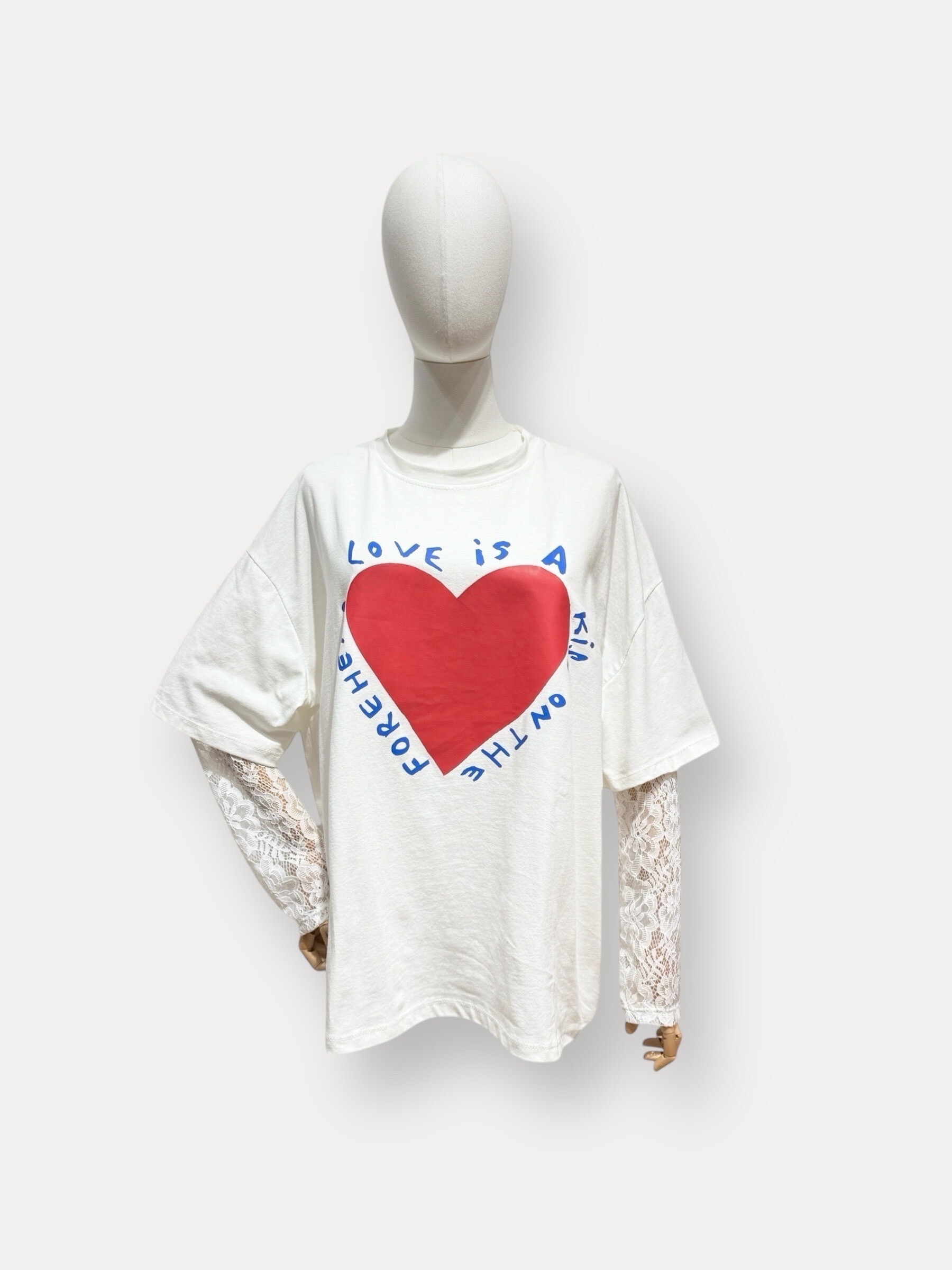 Grossiste L'ESSENTIEL - T-Shirt À Manches Dentelle LOVE IS A KISS ON THE FOREHEAD À Motif Coeur