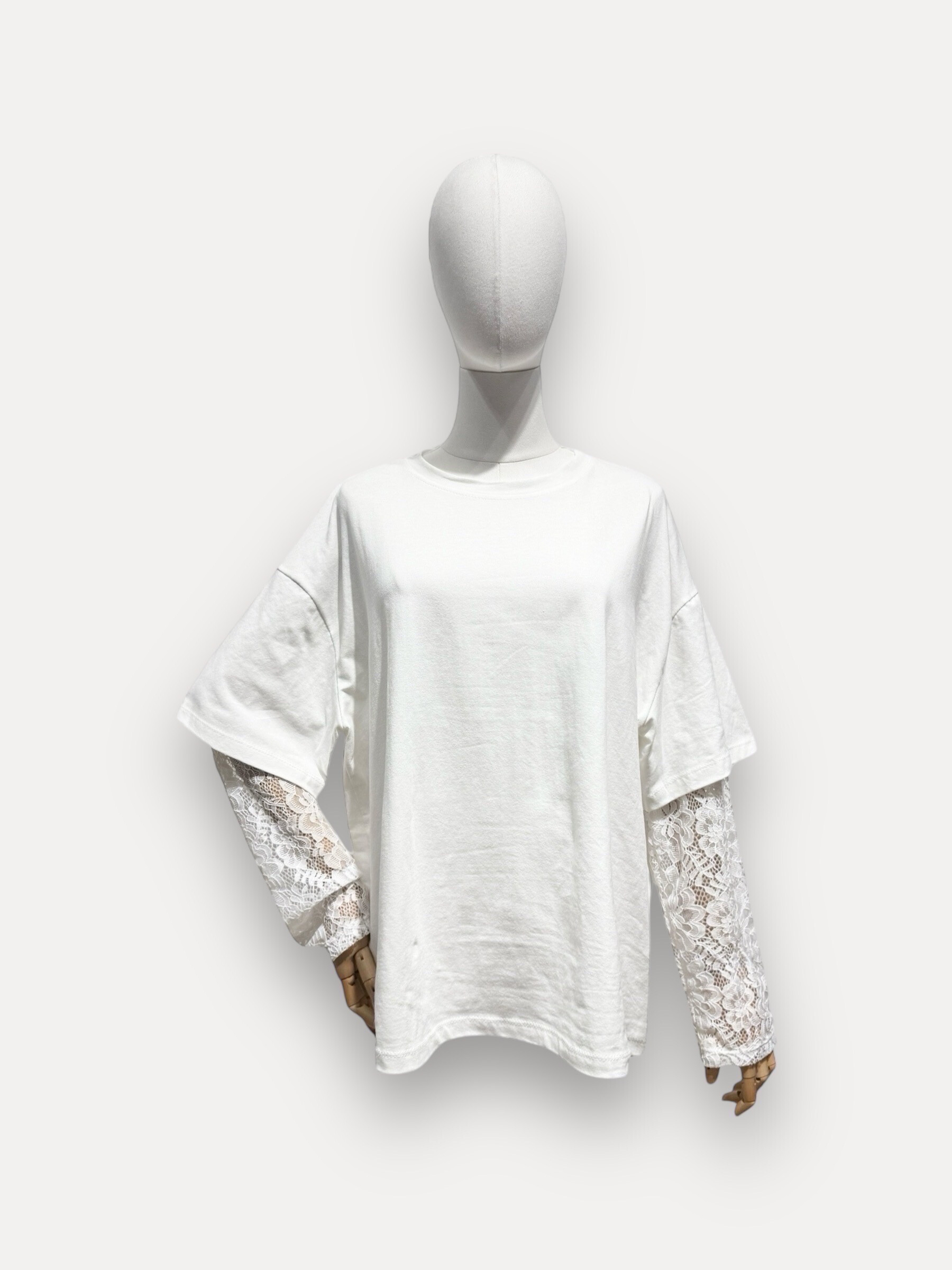 Grossista L'ESSENTIEL - Maglietta oversize basic con maniche in pizzo