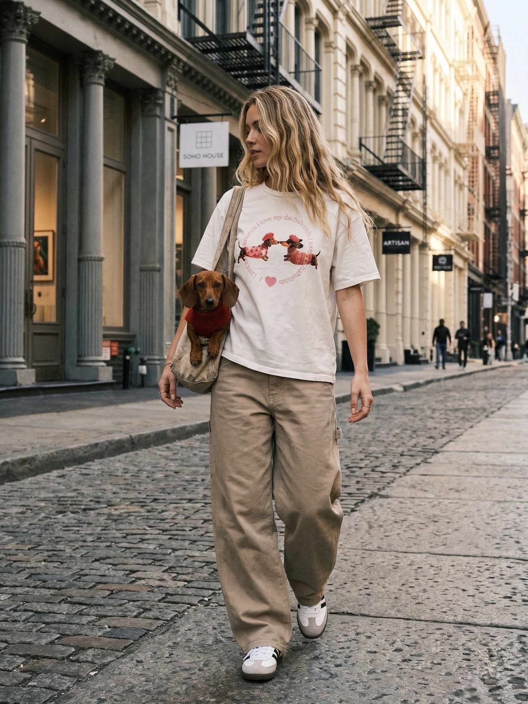 Grossista L'ESSENTIEL - T-Shirt a Maniche Corte con Stampa Bassotto con Berretto sul Davanti