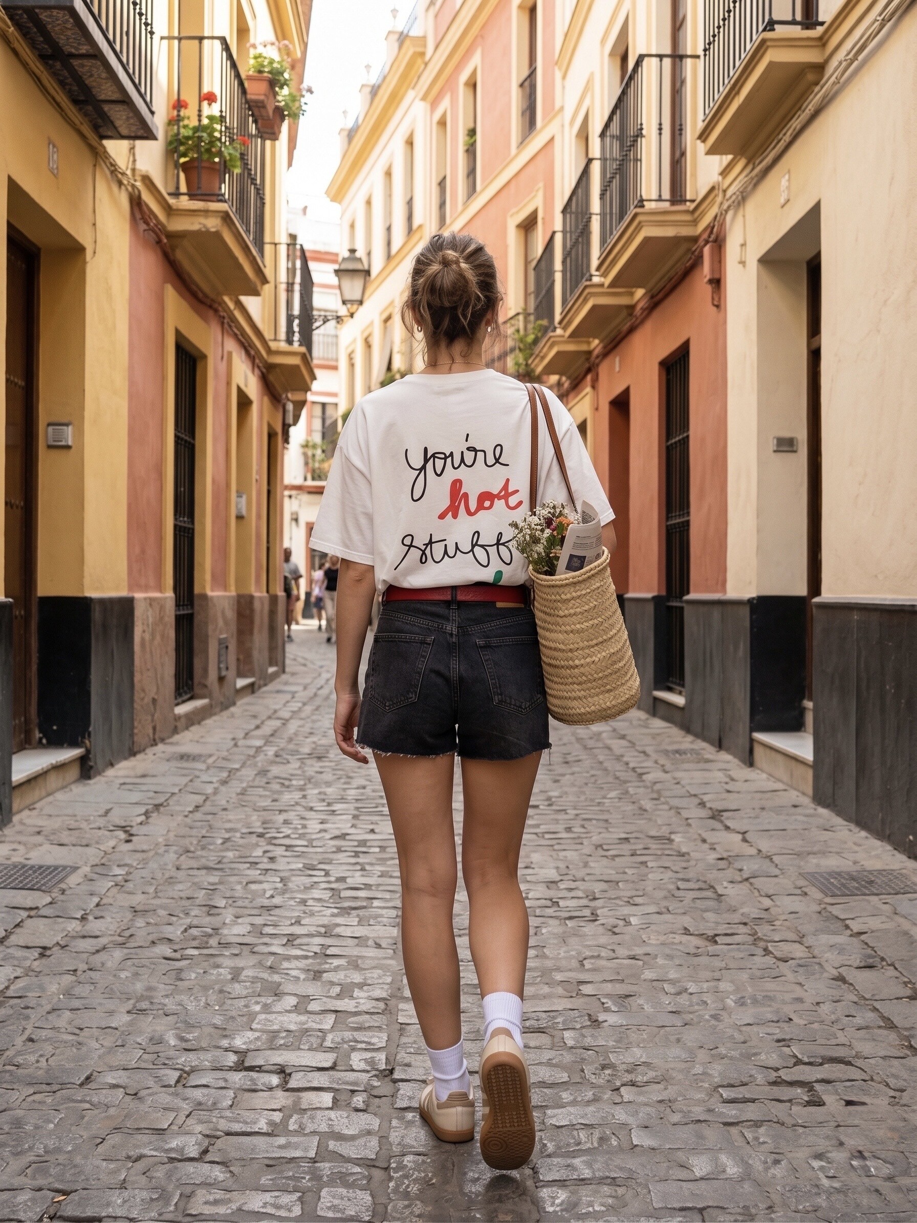 Mayorista L'ESSENTIEL - Camiseta de Manga Corta y Cuello Redondo con Estampado de Chile en la Espalda