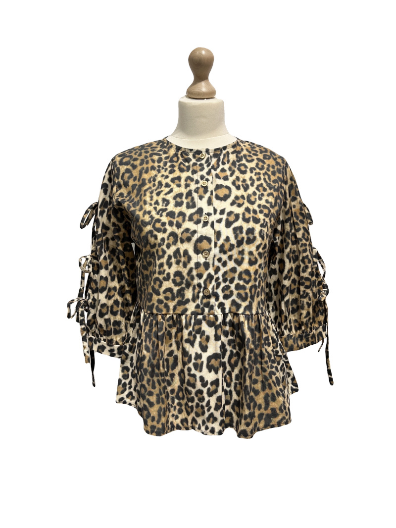 Mayorista L'ESSENTIEL - REEL Top con estampado de leopardo y mangas con 3 lazos