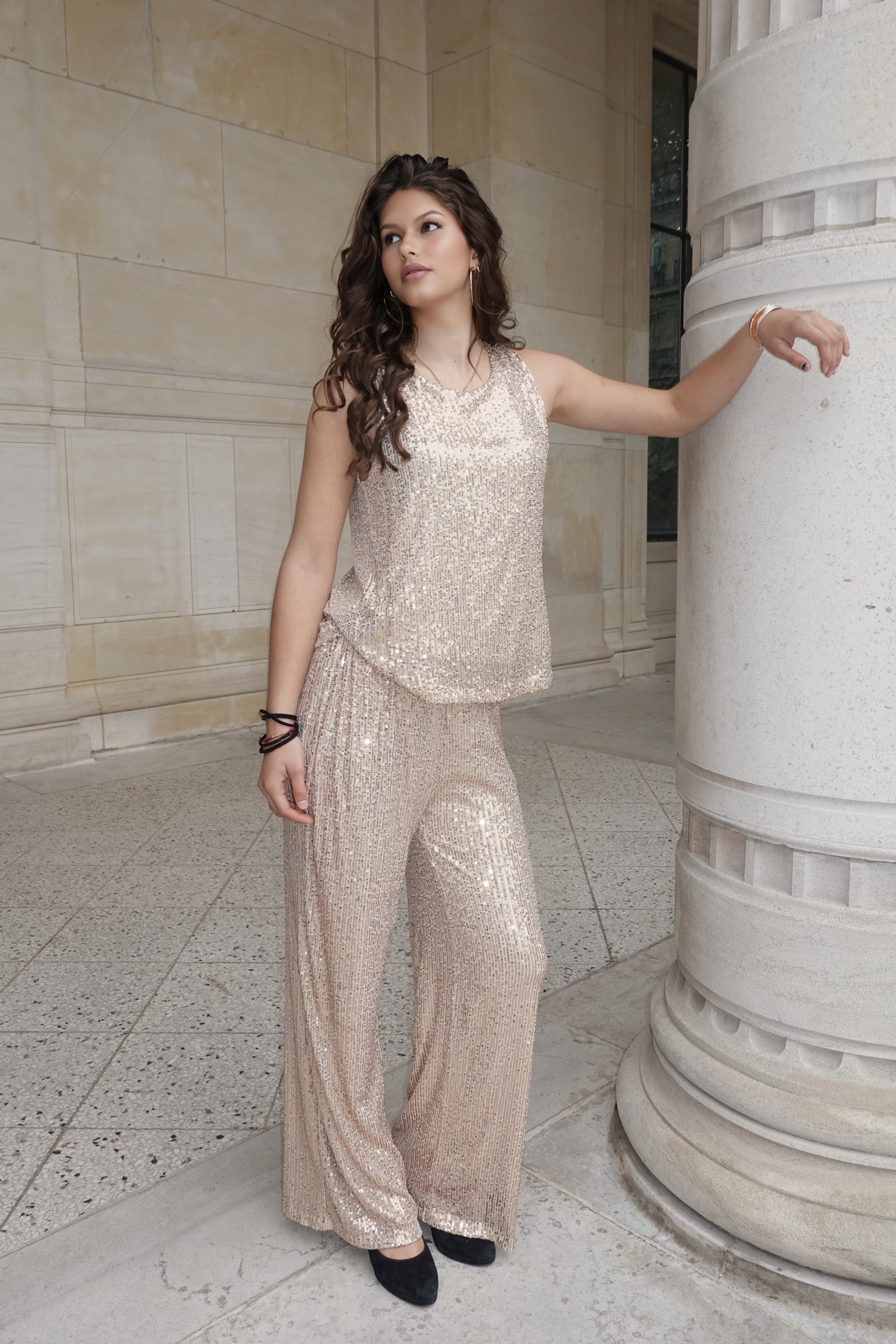 Wholesaler L'ESSENTIEL - Sleeveless Sequin Backless Evening Top