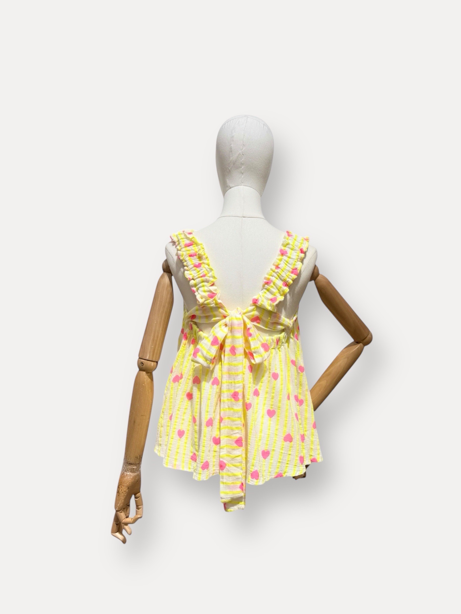 Grossista L'ESSENTIEL - Top SHARPAY Con Spalline Arricciate Con Stampa Cuore E Righe Fluorescenti Da Annodare
