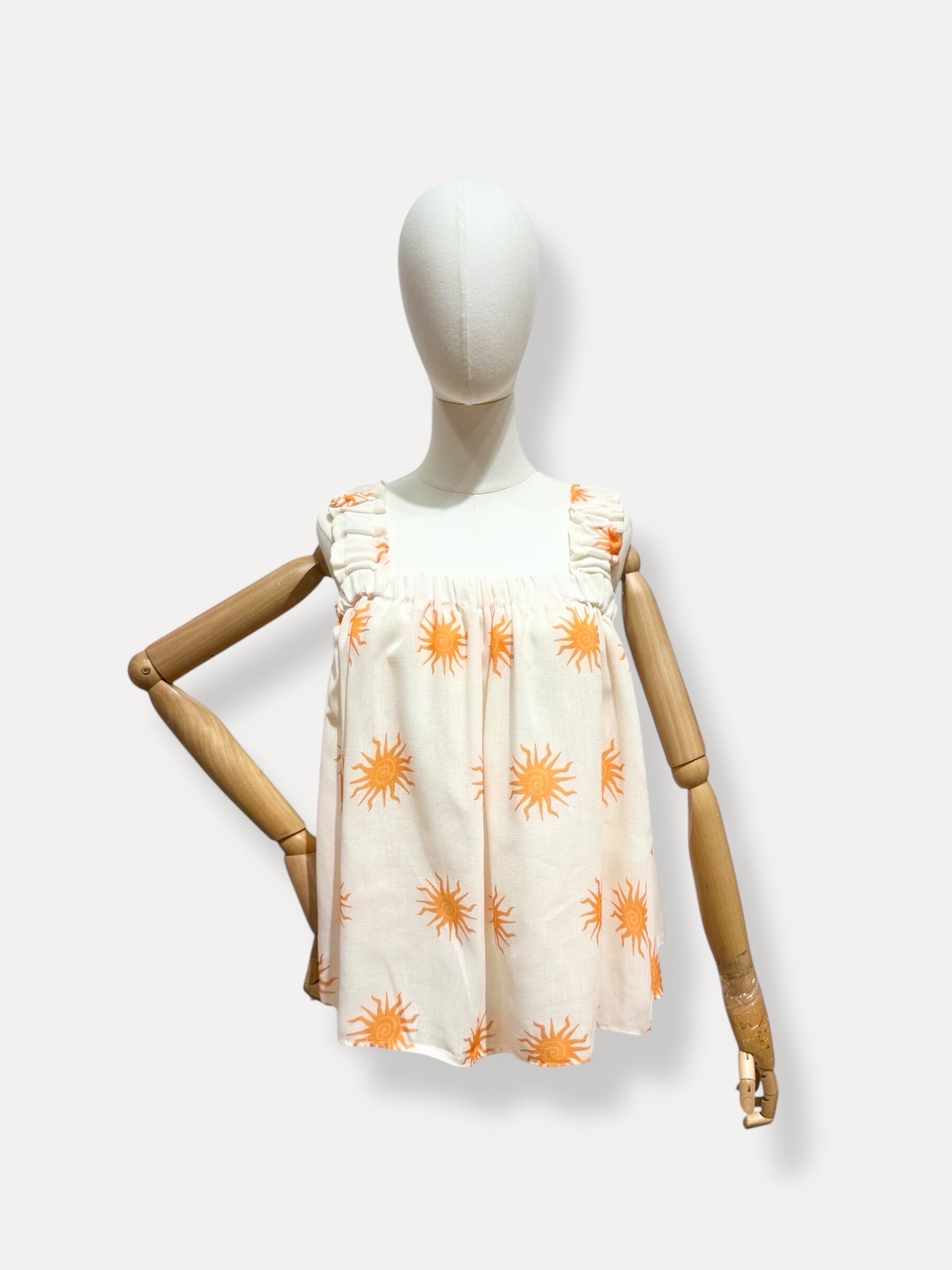 Wholesaler L'ESSENTIEL - Top cielo flax aspect with flared suspenders with sun pattern