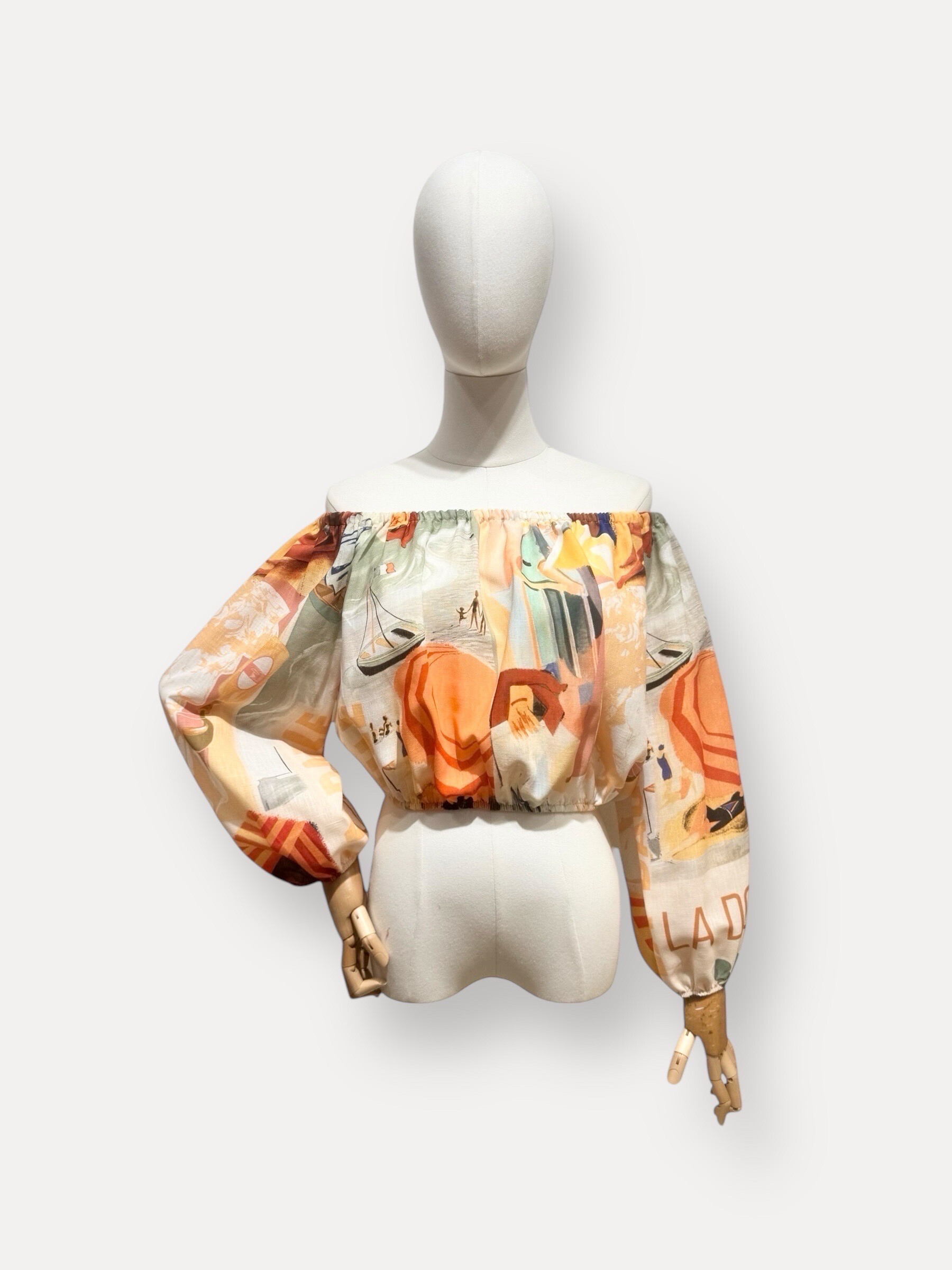 Wholesaler L'ESSENTIEL - Top crop rini long sleeves with modern life pattern boat collar