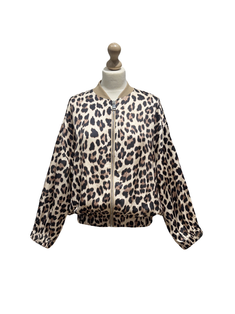 Großhändler L'ESSENTIEL - Bomberjacke aus Satin mit Leopardenmuster, übergroße Passform