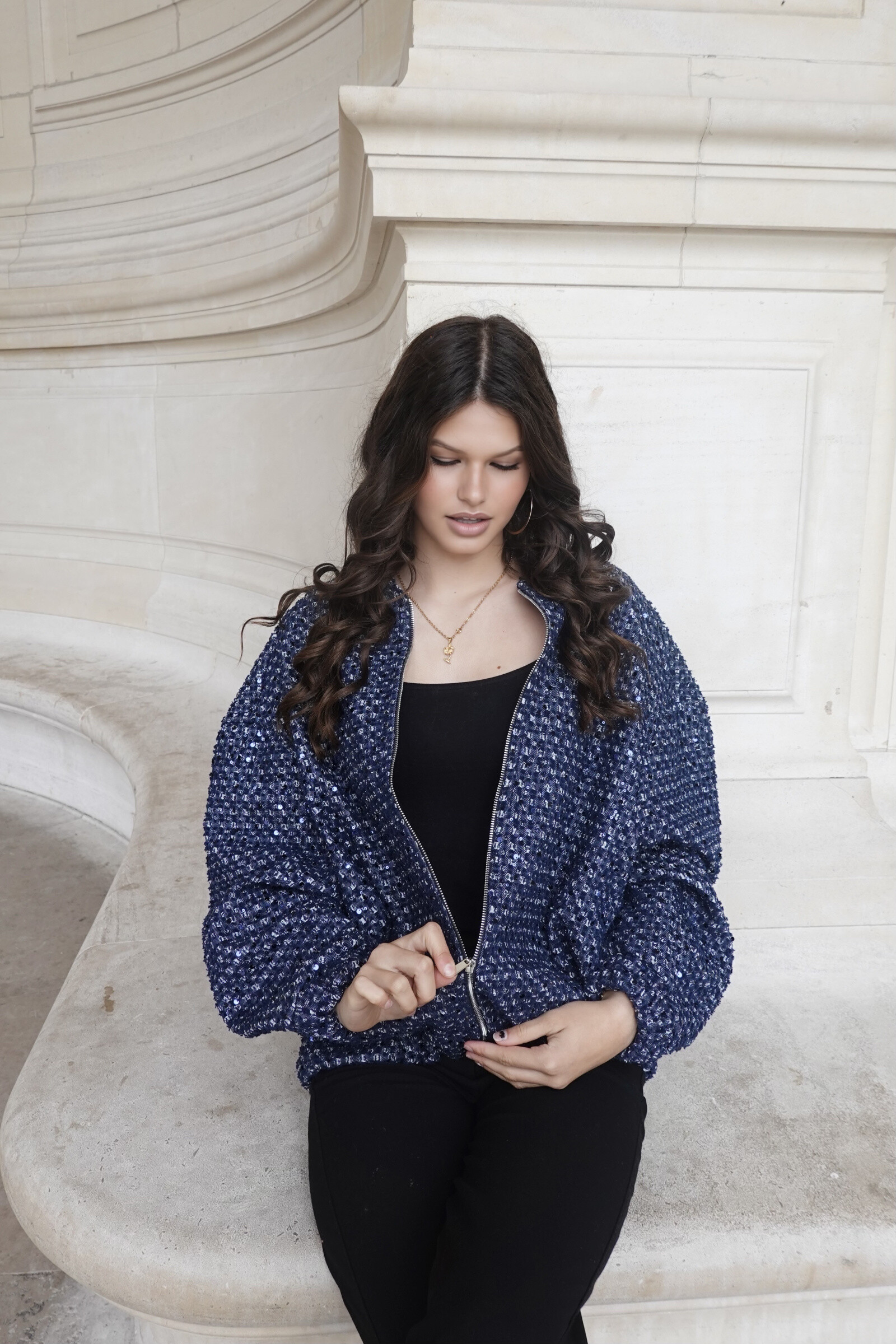 Mayorista L'ESSENTIEL - Chaqueta bomber metalizada con lentejuelas