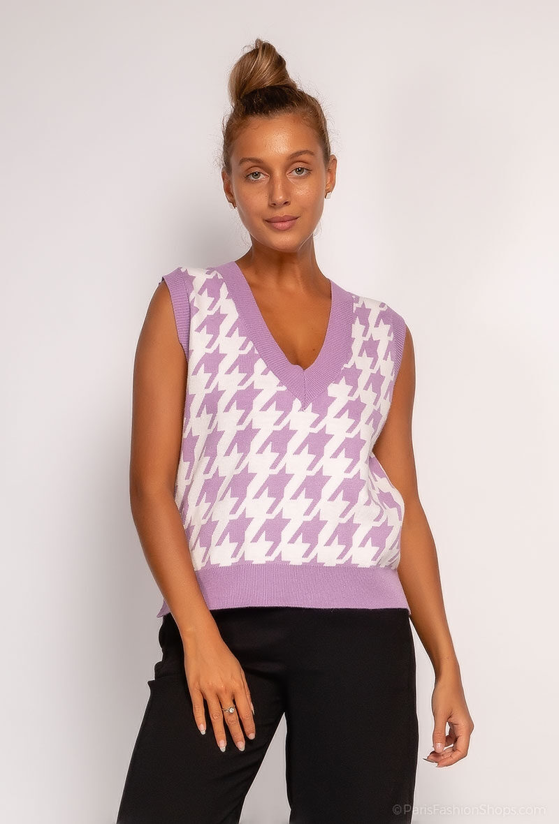 Grossiste L.H - Pull à motif pied-de-poule