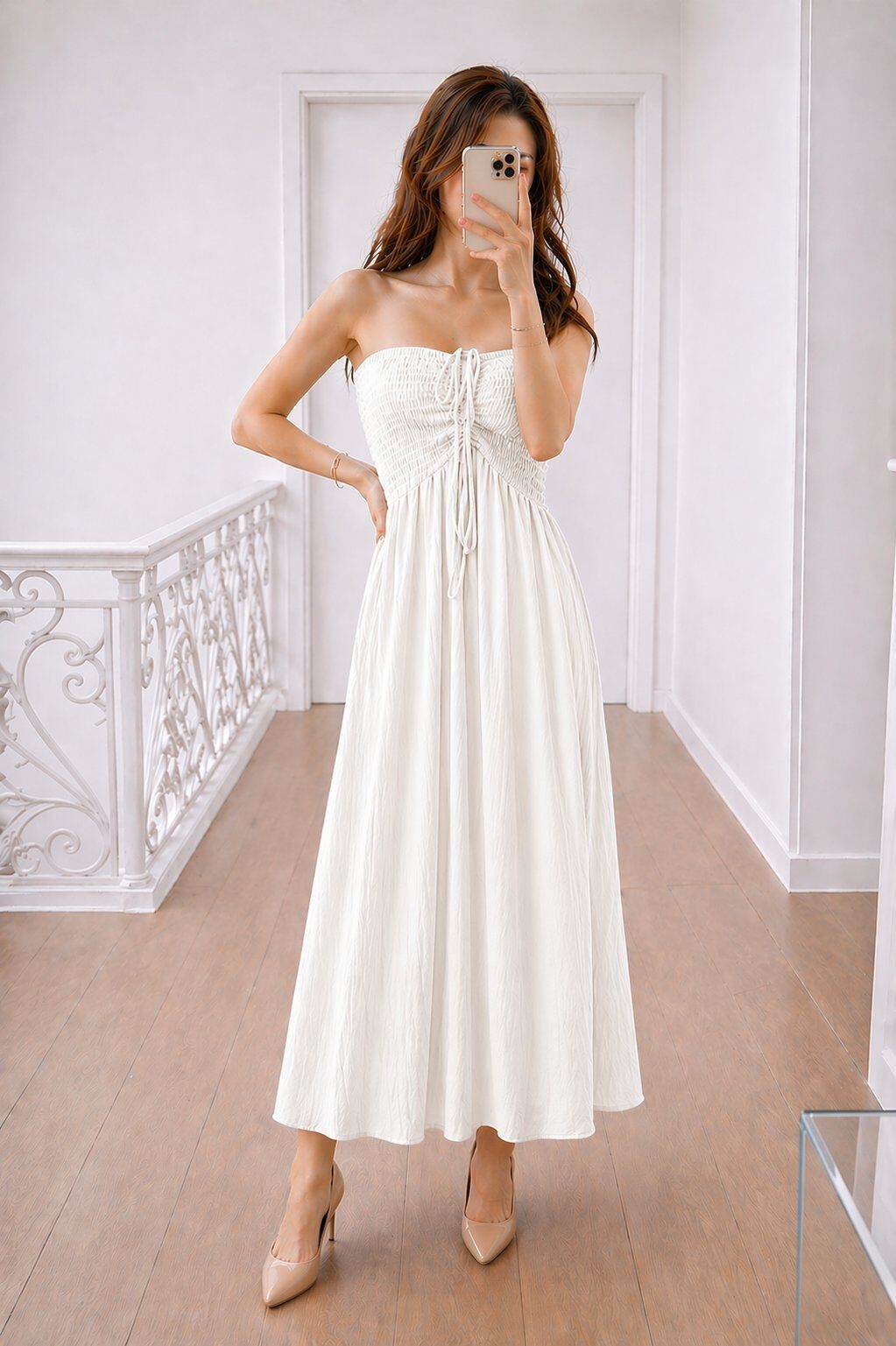 Mayorista L.Steven - Vestido palabra de honor de viscosa tornasolada