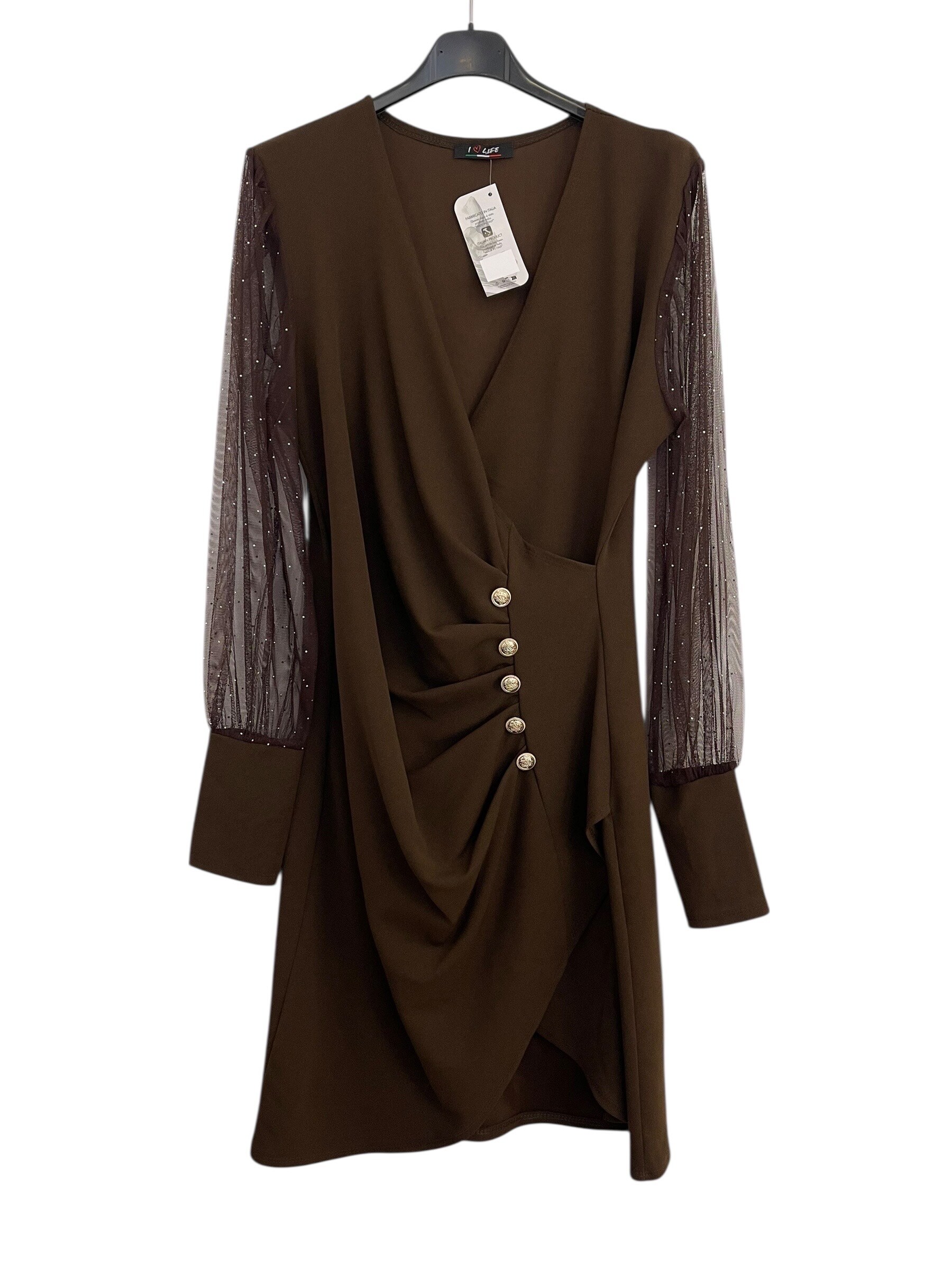 Wholesaler L.Steven - Shiny fabric dress with belt