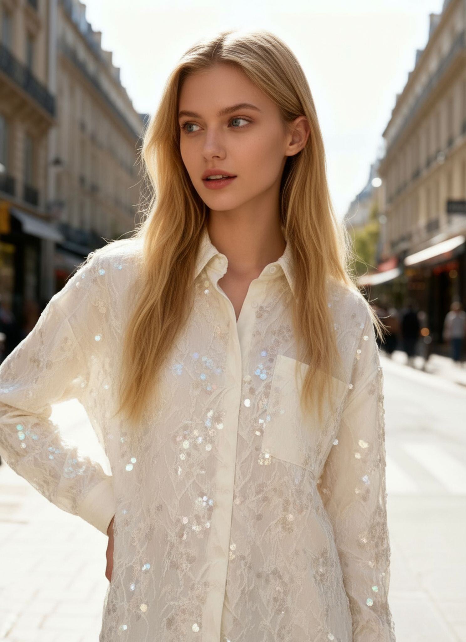 Wholesaler L8 - Glamorous sequined shirt for parties & celebrations