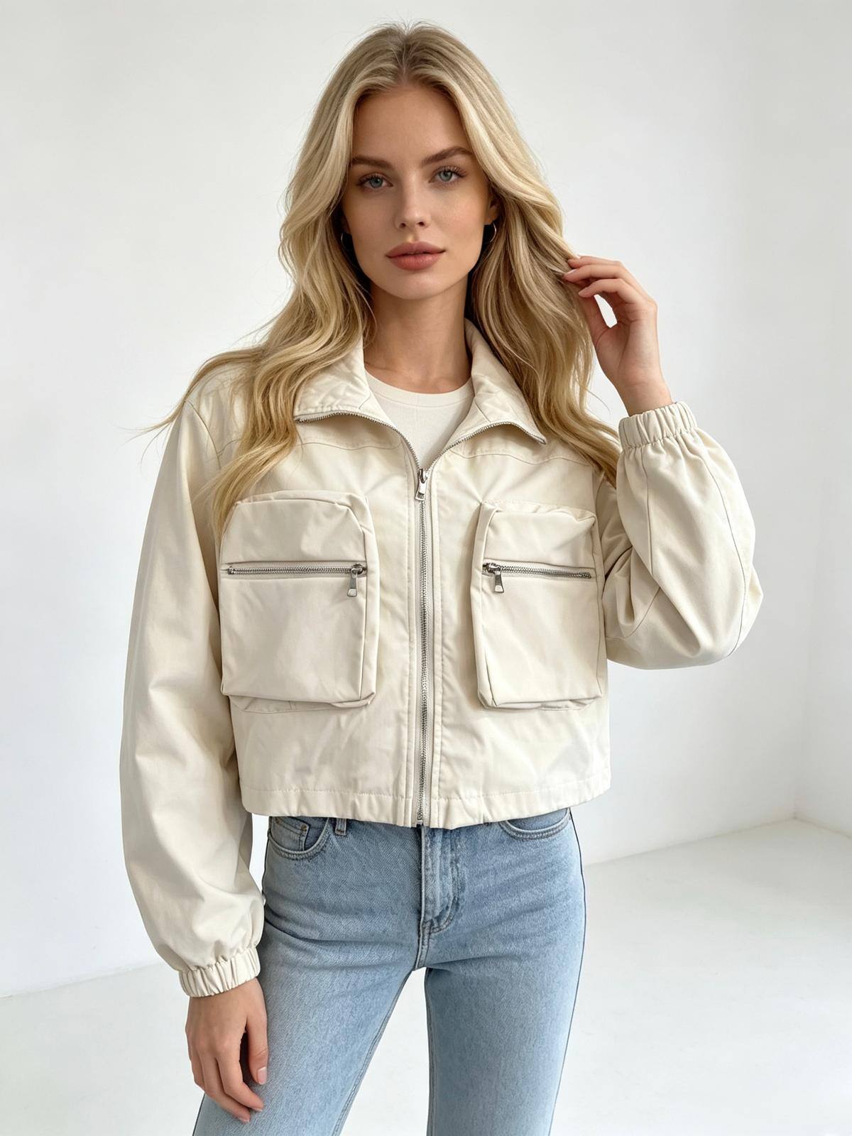 Mayorista L8 - Chaqueta bomber de mujer con bolsillos cargo con cremallera