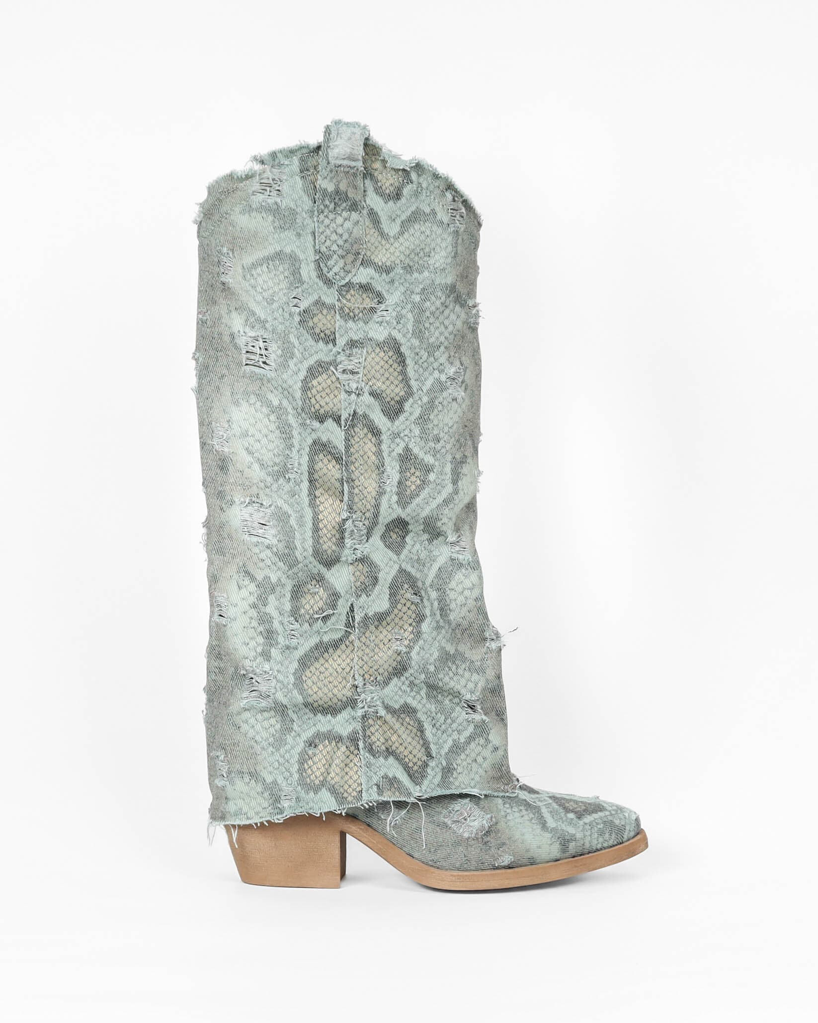 Grossiste La Bottine souriante - Bottes santiag en denim imprimé python
