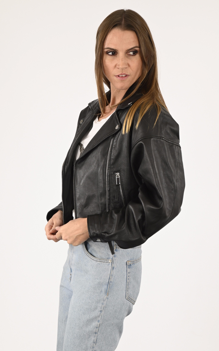 Grossiste LA CANADIENNE - Blouson court agneau noir