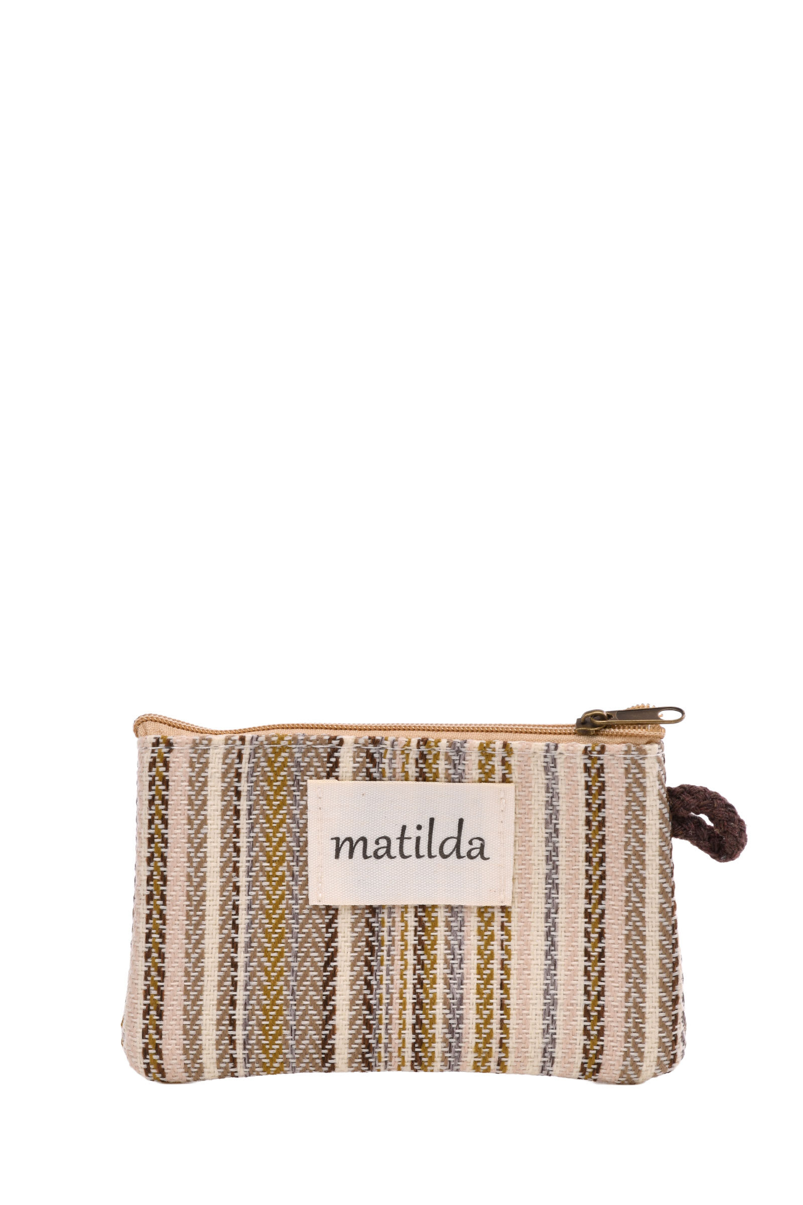 Großhändler LA MATILDA - La Matilda - Baumwoll-Geldbörsenetui STRIPE BEIGE M108-72