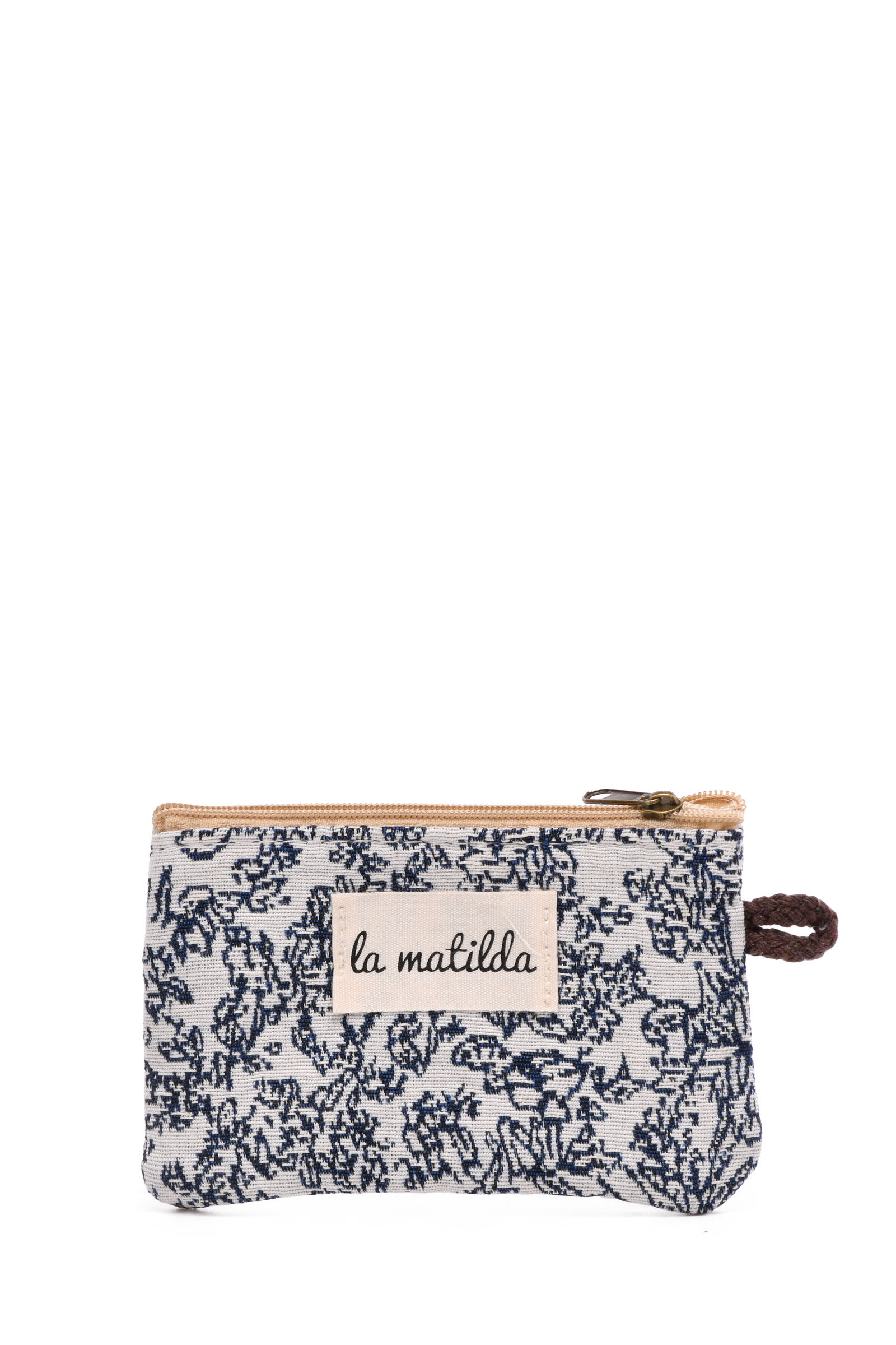 Grossista LA MATILDA - La Matilda - Pochette portamonete in cotone PATTERN D.BLUE M108-69