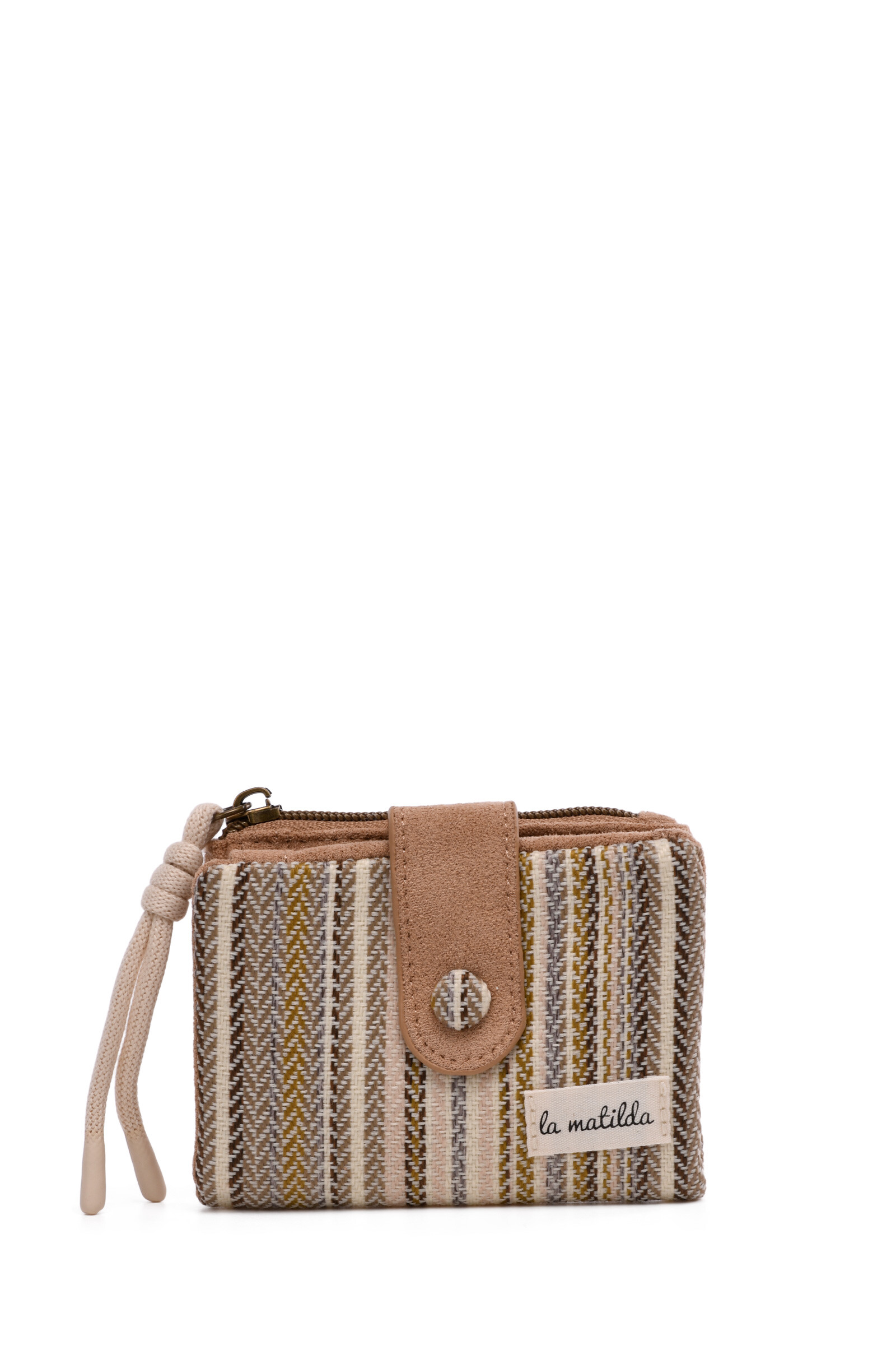 Großhändler LA MATILDA - La Matilda - Baumwoll-Geldbörse - Streifen Beige M118-72