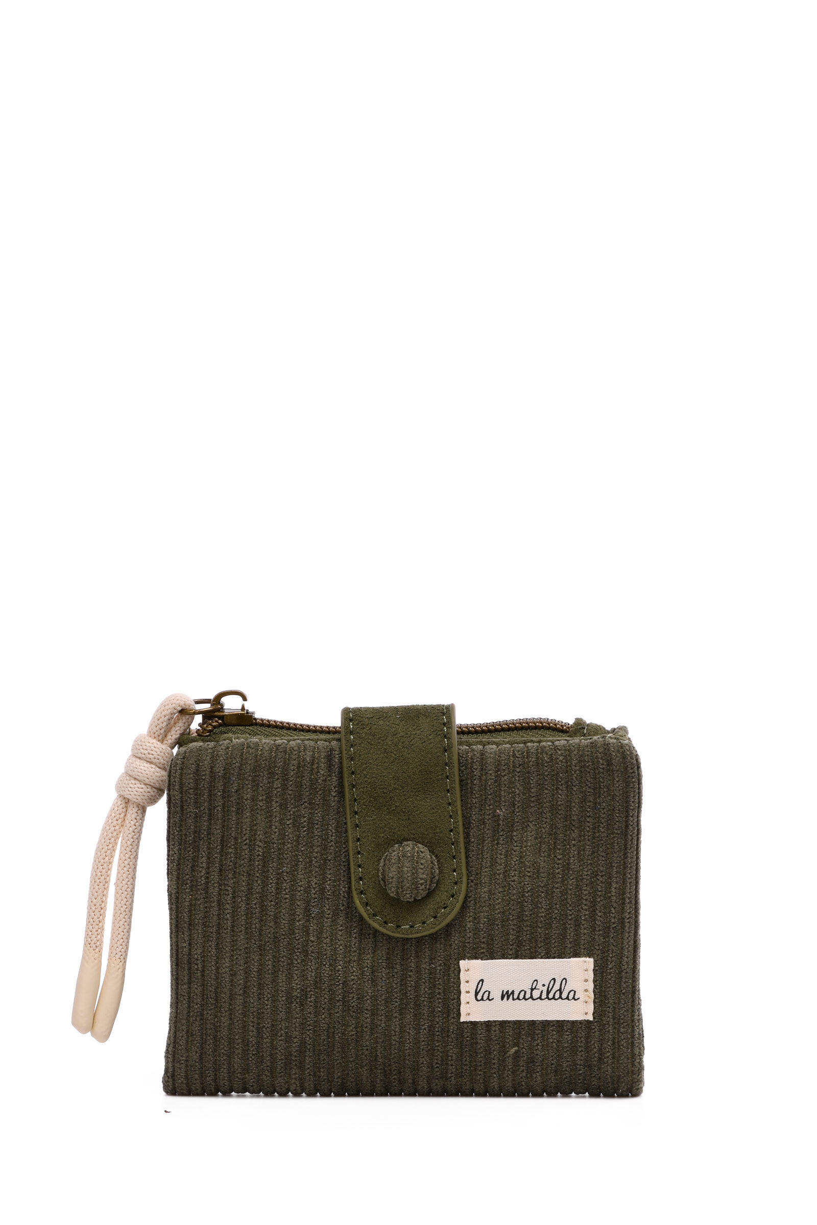 Grossiste LA MATILDA - La Matilda - Porte-monnaie en coton - Pana Oliva M122-83