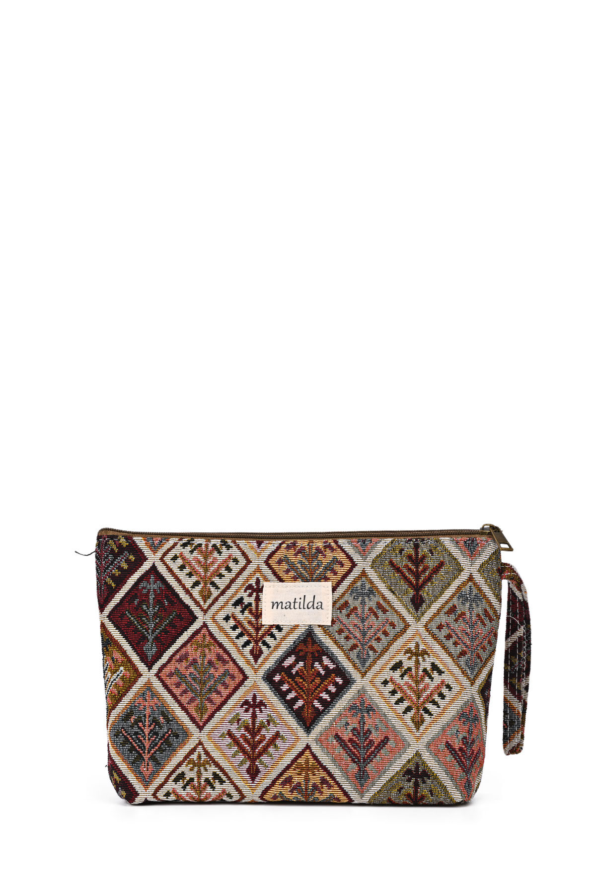 Wholesaler LA MATILDA - La Matilda - Large textile pouch makeup bag ROMBO BOTANIC M115-50