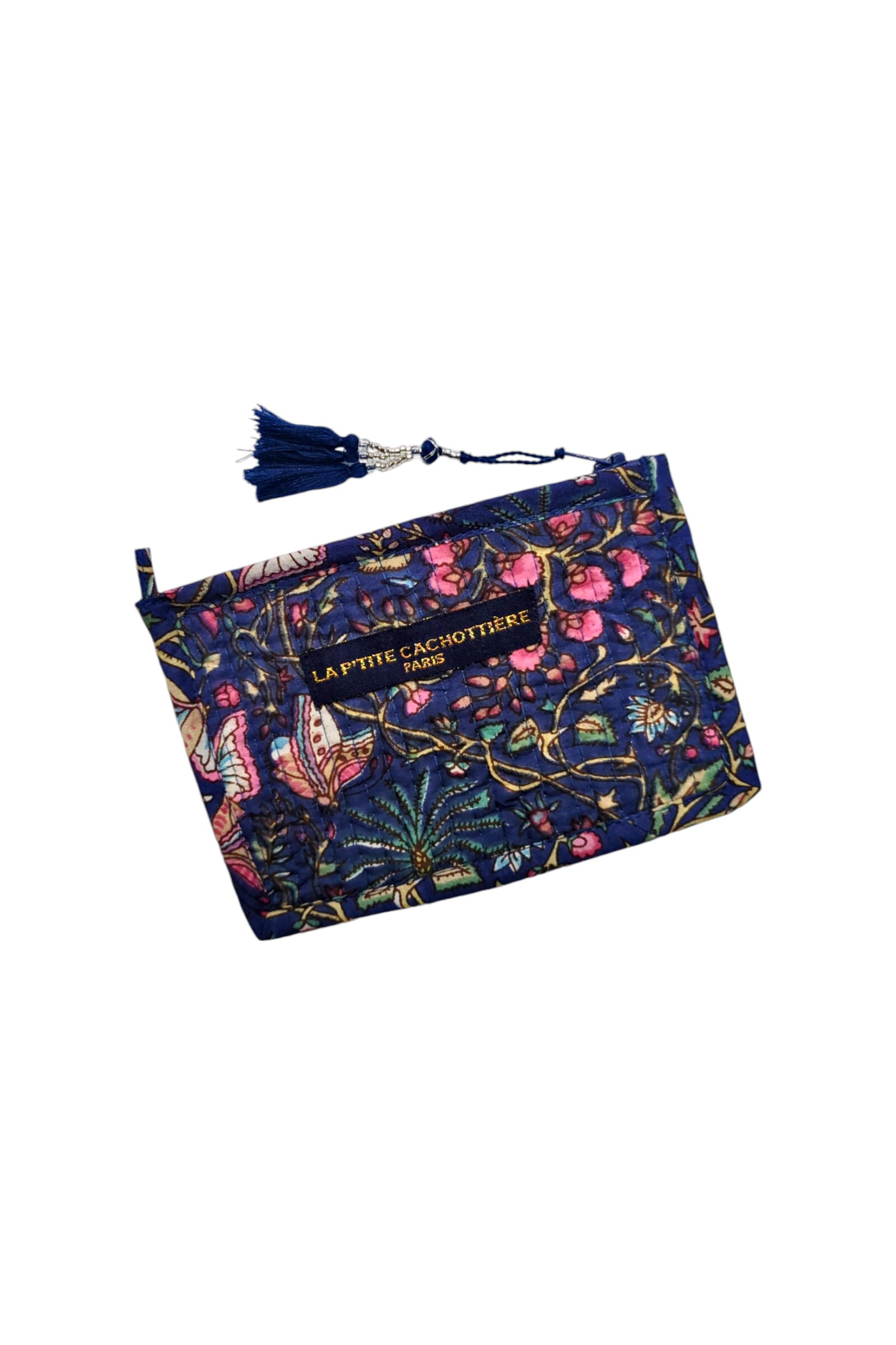 Wholesaler La p'tite cachottière - Block Print India Coin Purse with quilted Jaipur print