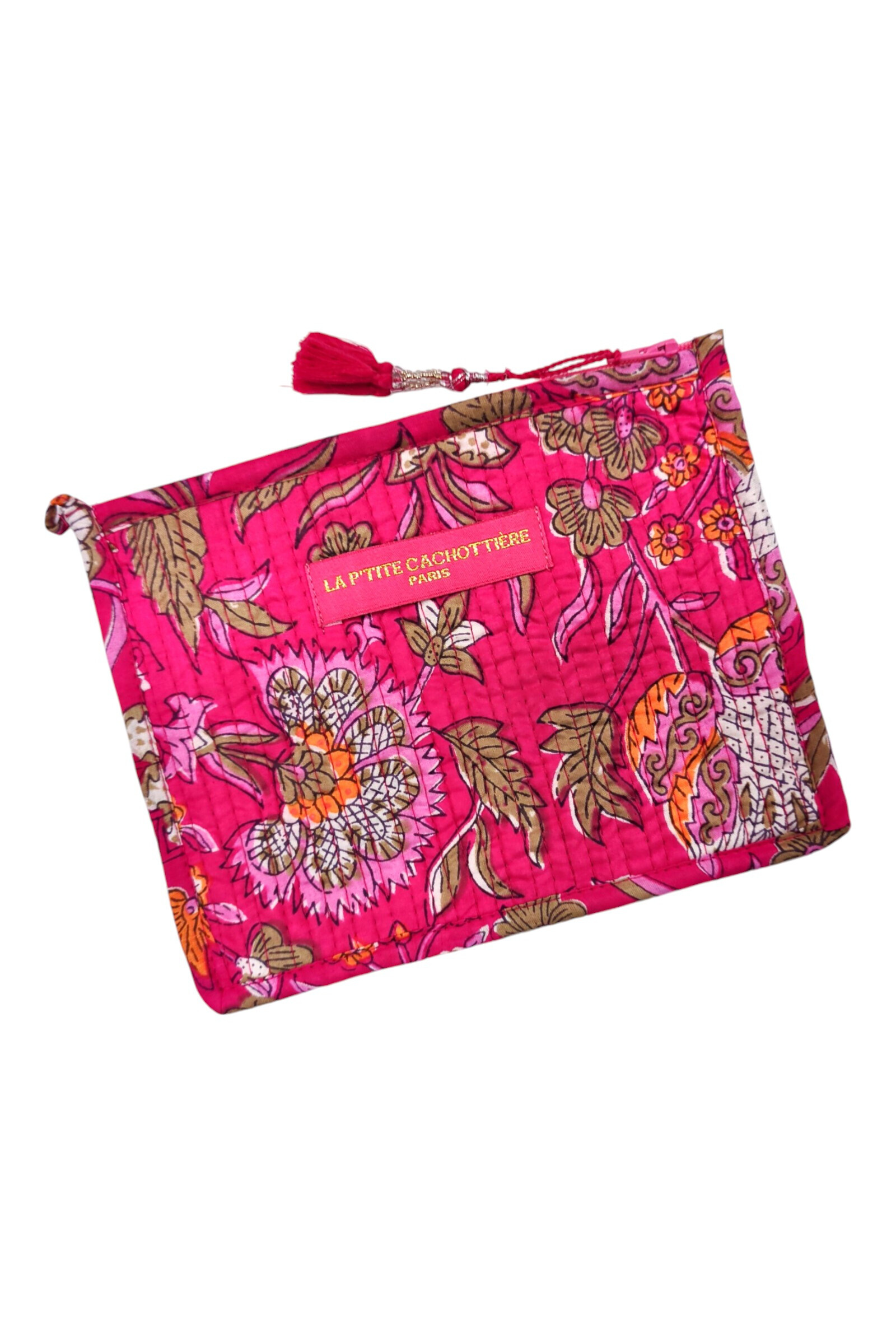 Wholesaler La p'tite cachottière - Block Print India Coin Purse with quilted Jaipur print