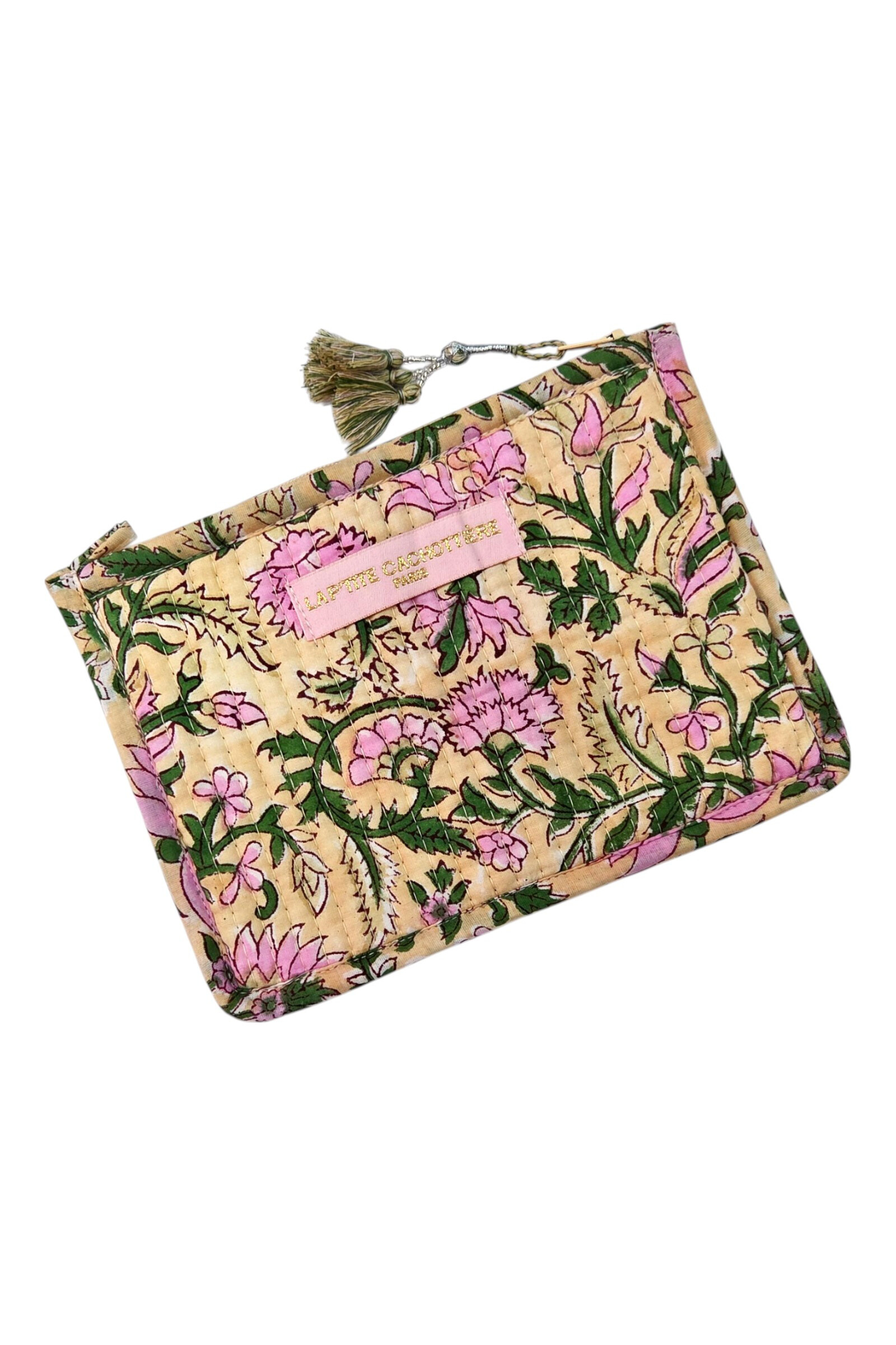 Wholesaler La p'tite cachottière - Block Print India Coin Purse with quilted Jaipur print