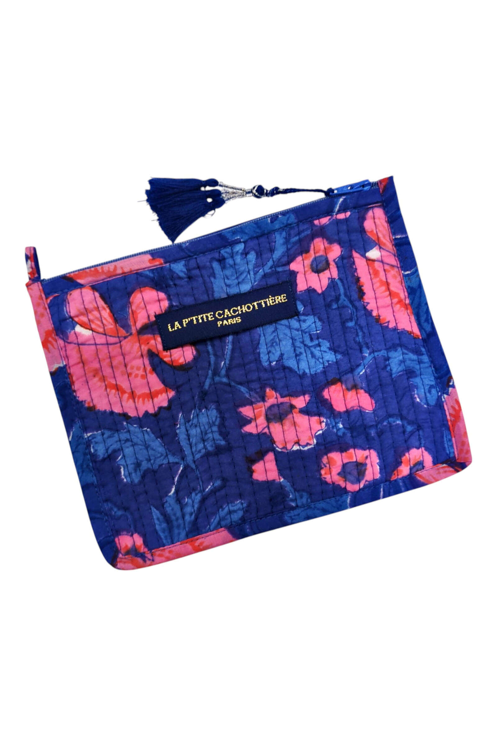 Wholesaler La p'tite cachottière - Block Print India Coin Purse with quilted Jaipur print