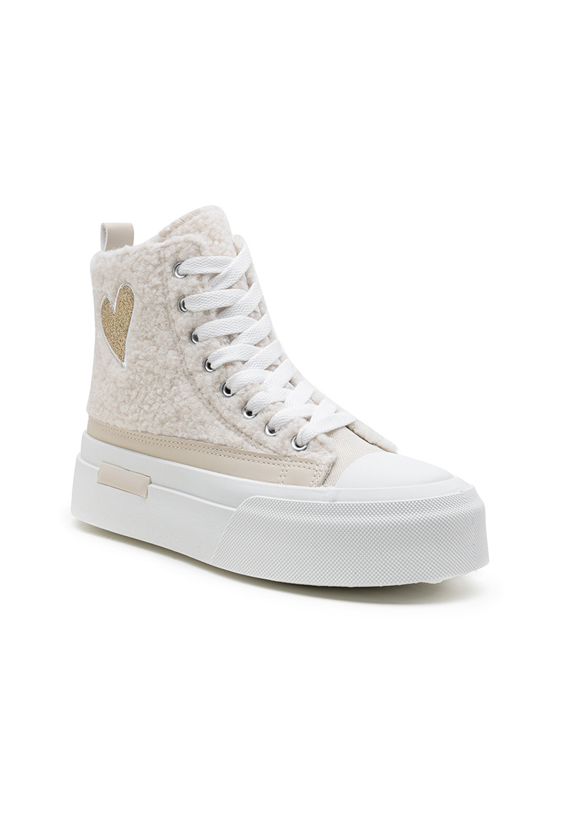 Großhändler Lady Glory - Strukturierte High-Top-Schuhe mit Herzmuster und dicker Sohle