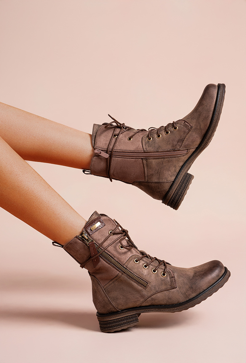 Wholesaler Lady Glory - Metallic High-Top Boots with Laces and Zipper
