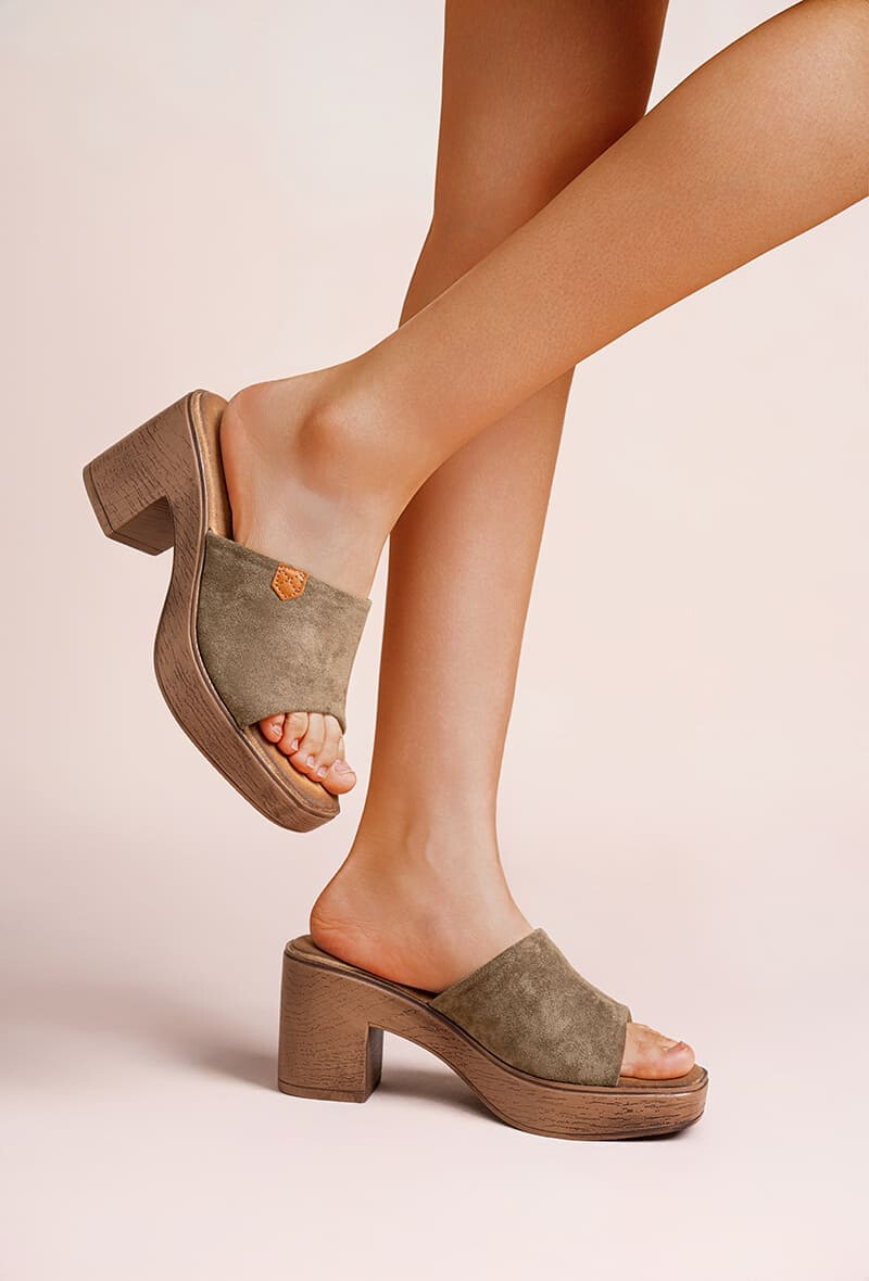 Wholesaler Lady Glory - Heeled mules blocks with wooden sole
