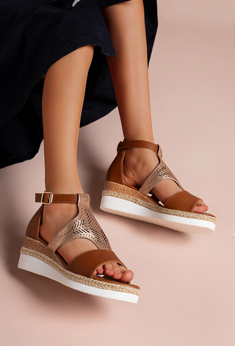 Wholesaler Lady Glory - Sleek Laser Cut Wedge Sandals