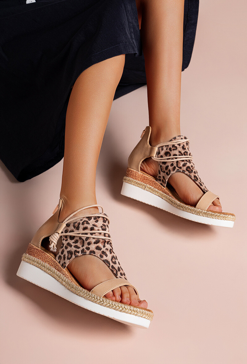 Wholesaler Lady Glory - Textured faux leather wedge sandals
