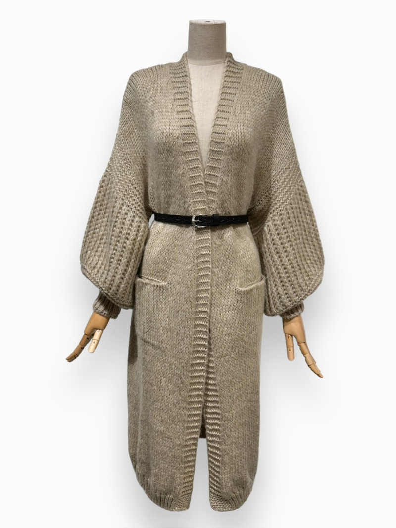 Großhändler LAFÉE - LOREN LANGE, CHUNKY-NETZWESTE/-CARDIGAN MIT PUFFÄRMELN