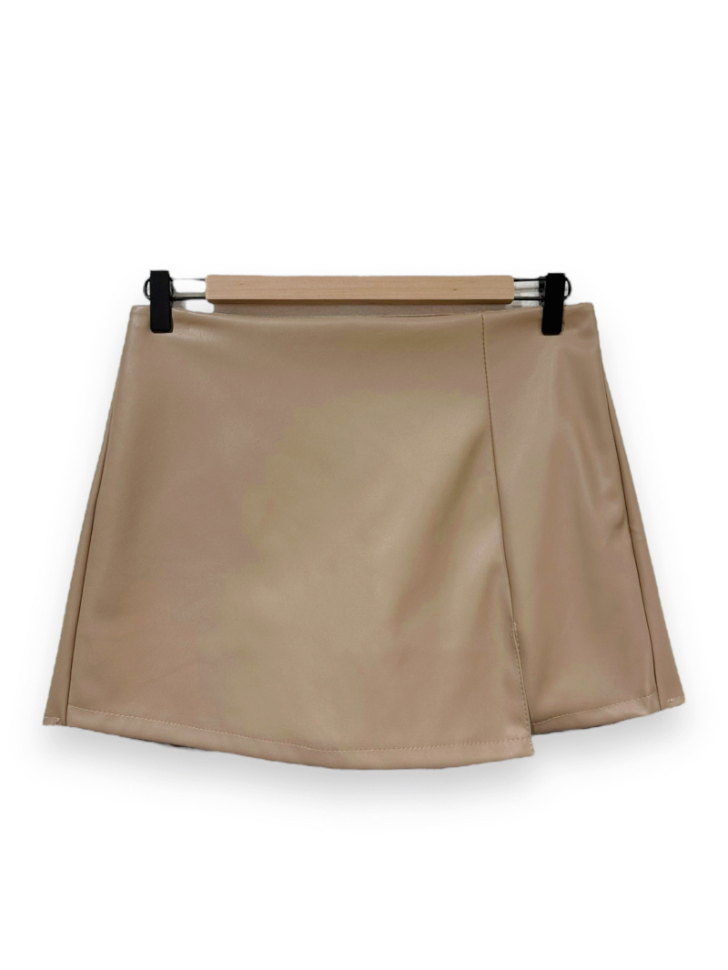 Wholesaler LAFÉE - ELINA FAUX LEATHER SHORT SKIRT WITH SLOT