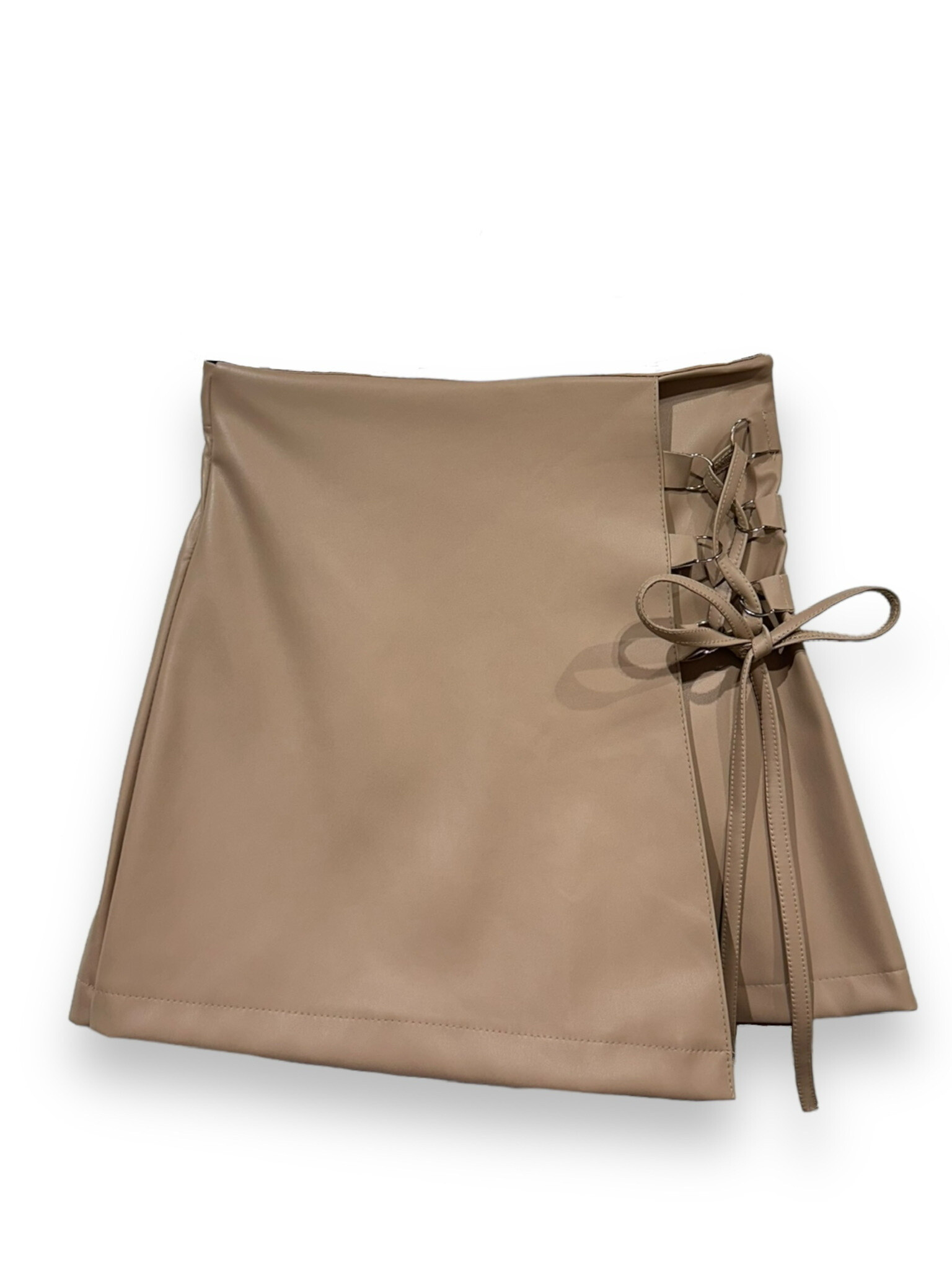 Wholesaler LAFÉE - ELINOR FAUX LEATHER TIE SHORT SKIRT