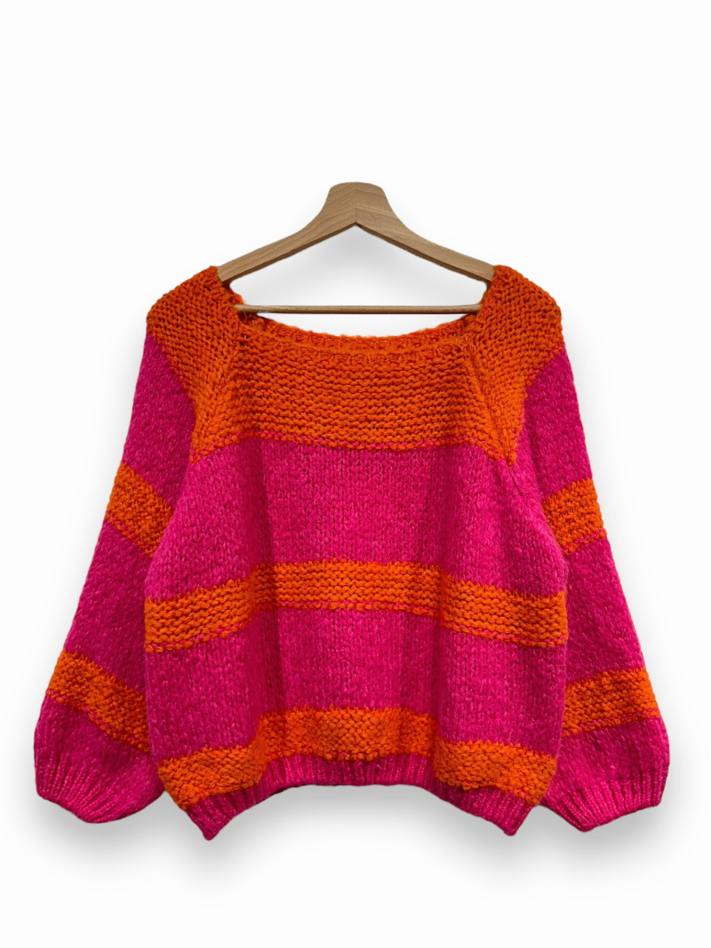 Wholesaler LAFÉE - TRACY STRIPED WOOL BOAT NECK SWEATER