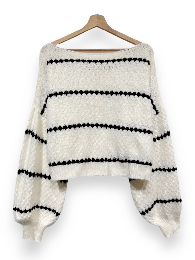 Wholesaler LAFÉE - RITA BOAT NECK STRIPED SWEATER