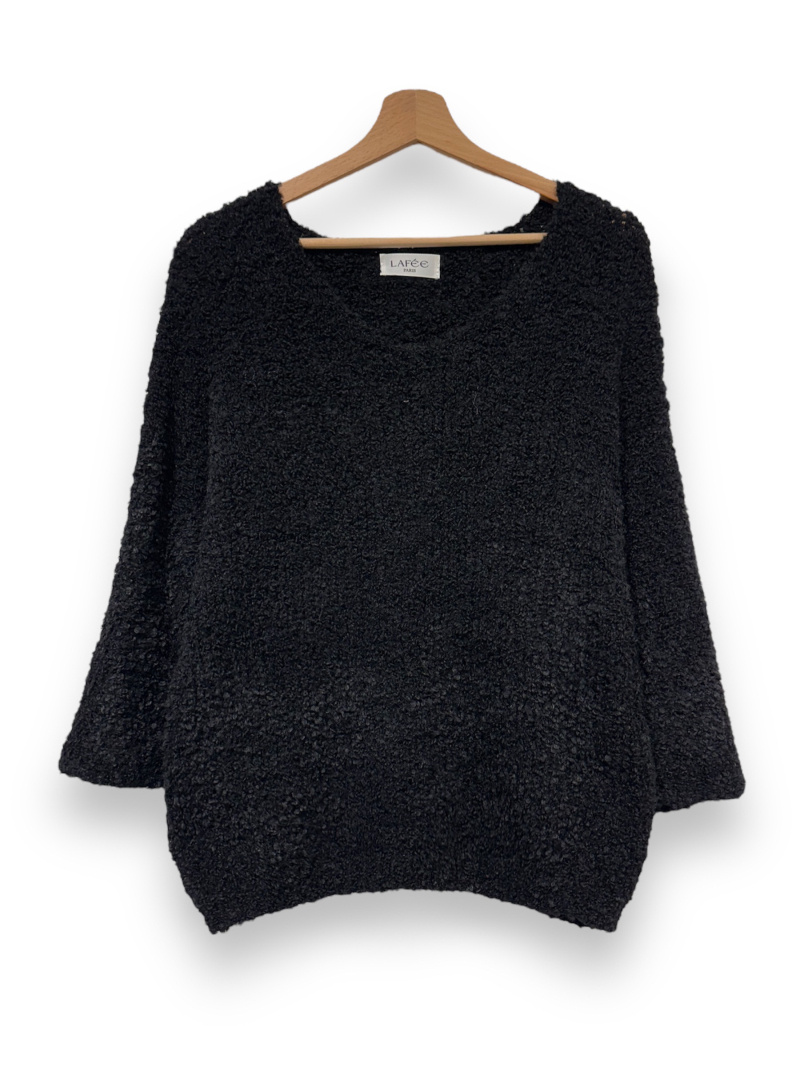 Wholesaler LAFÉE - V-NECK SWEATER IN VERY SOFT CURLY WOOL/TOPPY/MILLY TEDDY