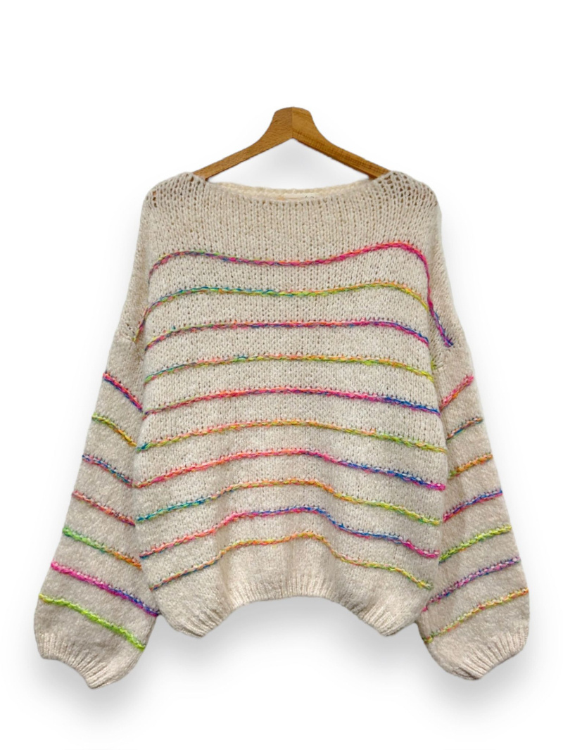 Wholesaler LAFÉE - ARIANNA RAINBOW/MULTICOLOR STRIPED SWEATER