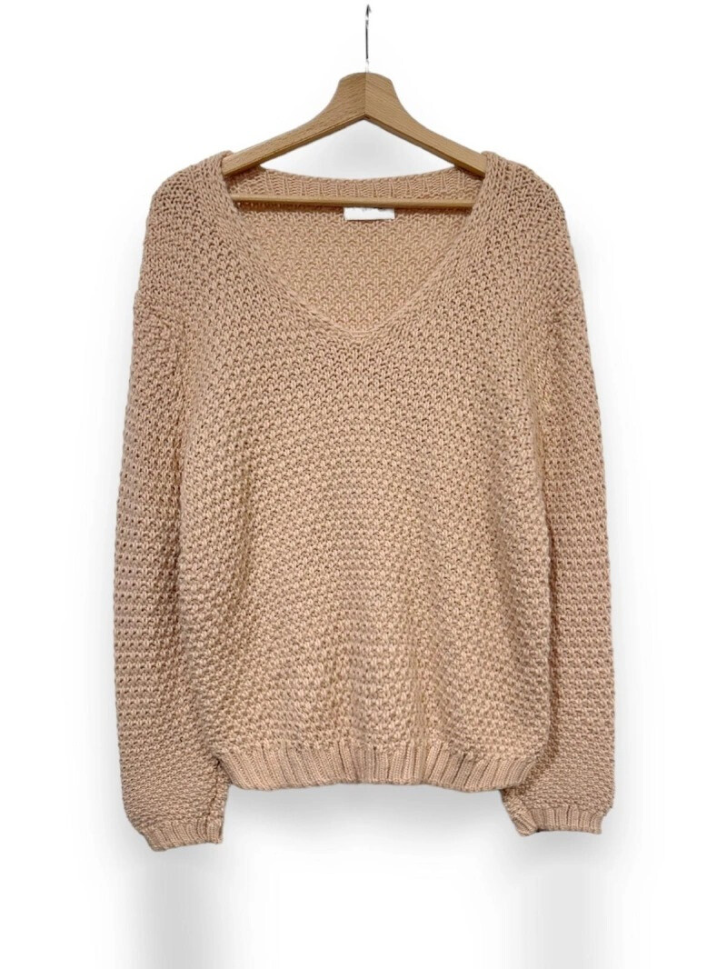 Wholesaler LAFÉE - HELEN V-NECK CHUNKY KNITTED SWEATER