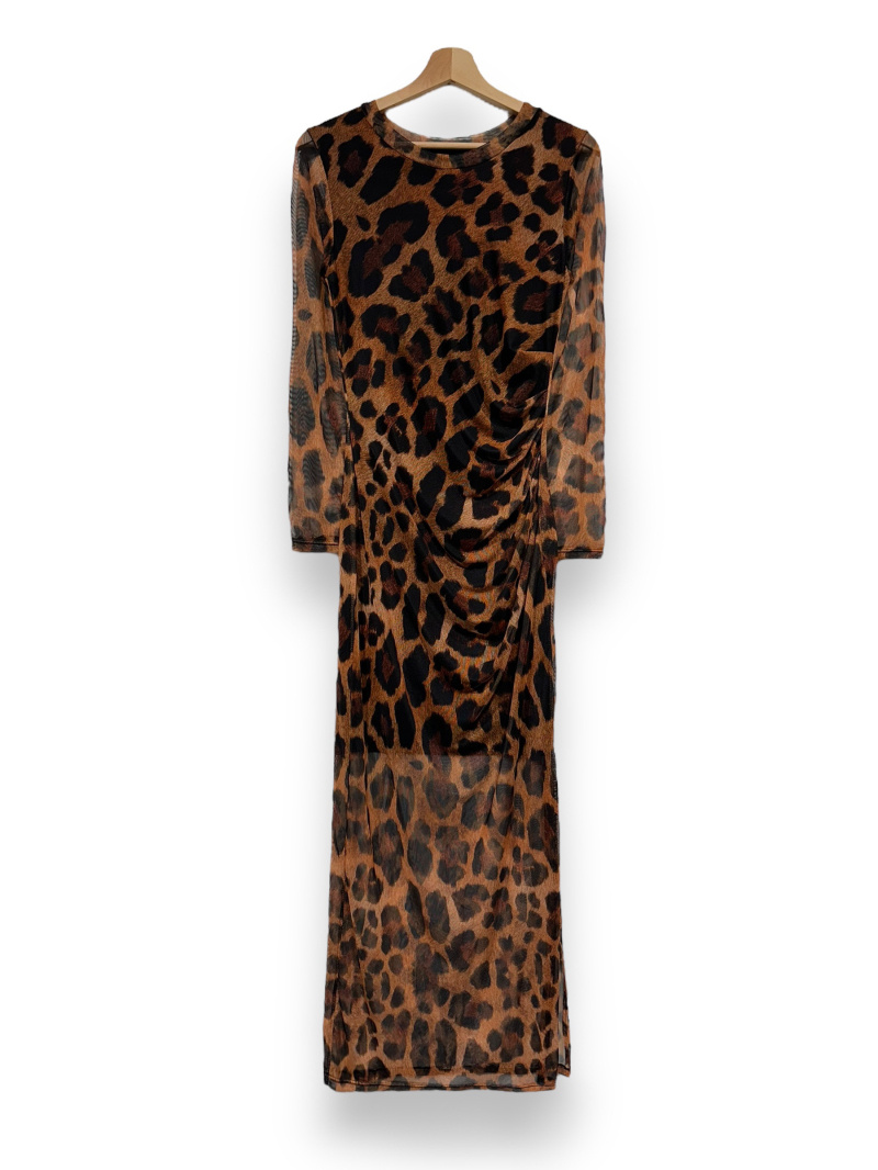 Wholesaler LAFÉE - LONG TRENDY LEOPARD DRESS