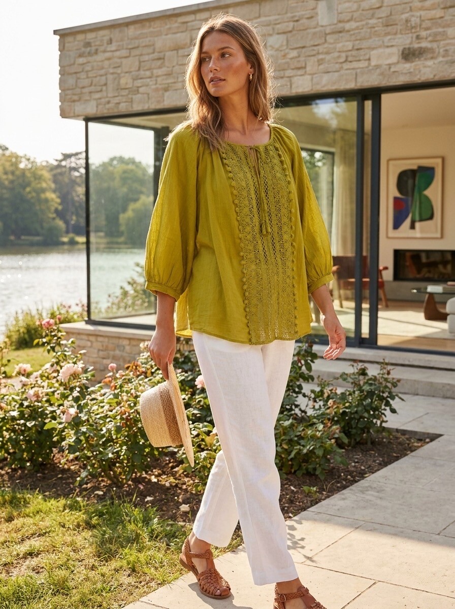 Grossiste LAFÉEROSE - Blouse fluide de style bohème-chic en coton léger