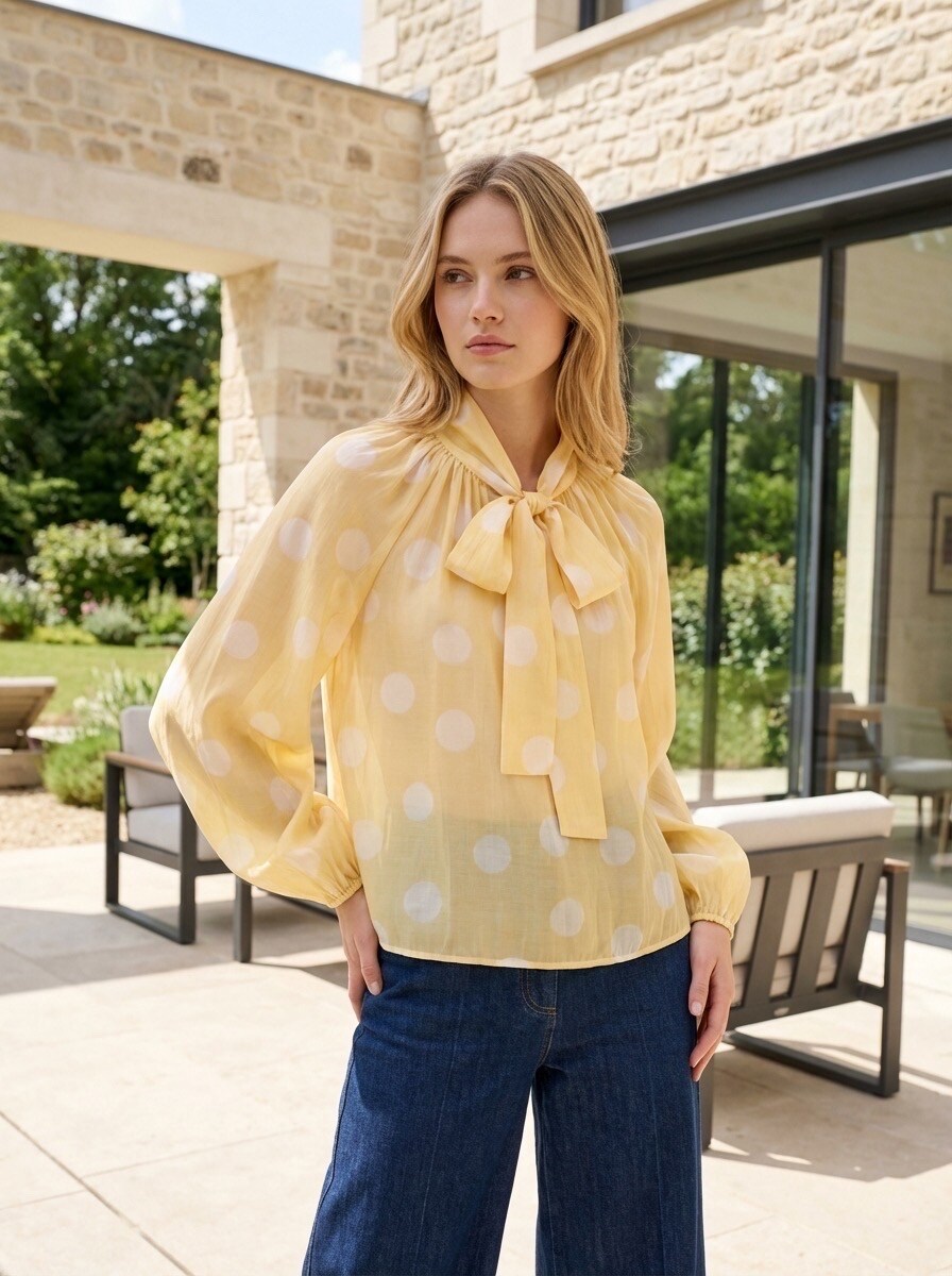Grossiste LAFÉEROSE - Blouse à pois avec nœud au cou