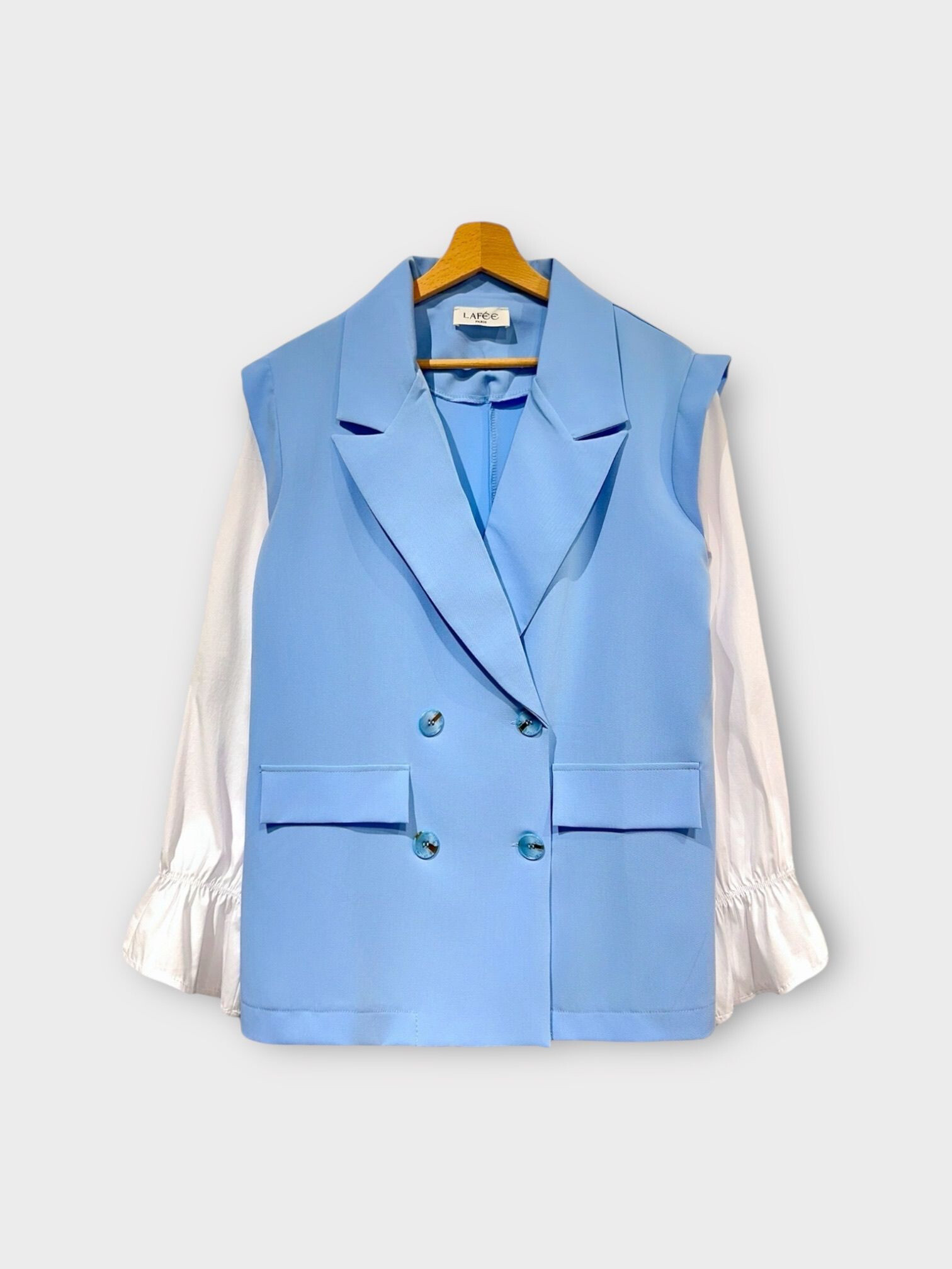 Grossiste LAFÉEROSE - Veste Blazer - Chemise oversize à boutons et manches longues trompettes en coton