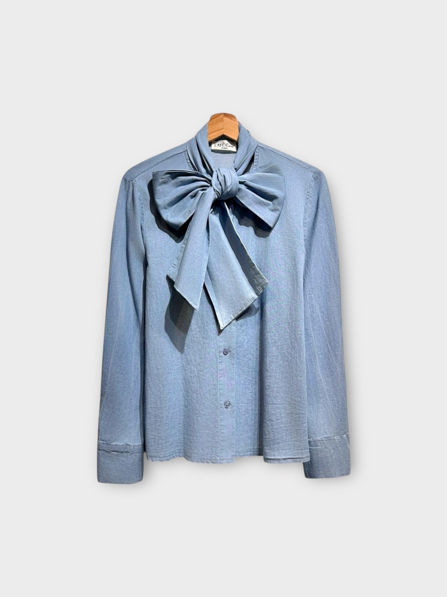 Grossista LAFÉEROSE - Shirt in camice di cotone unica in denim flessibile con colletto Lavallière - Knots - Bohémien