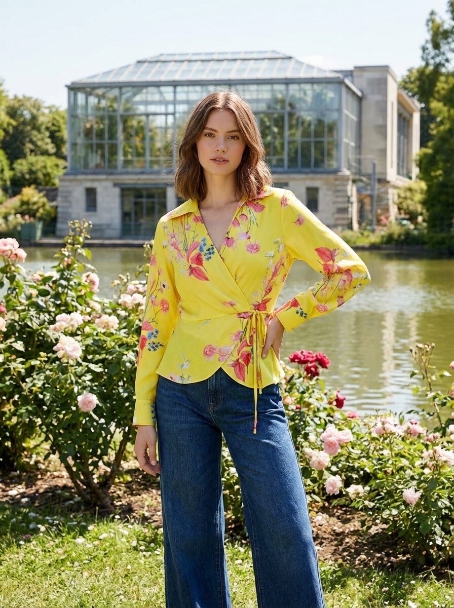 Mayorista LAFÉEROSE - TOP - 100% BLUSIÓN EN CAJO DE CORAZÓN FLÍTO PARA ATELAR COLORID FLOREY EMPLEZA