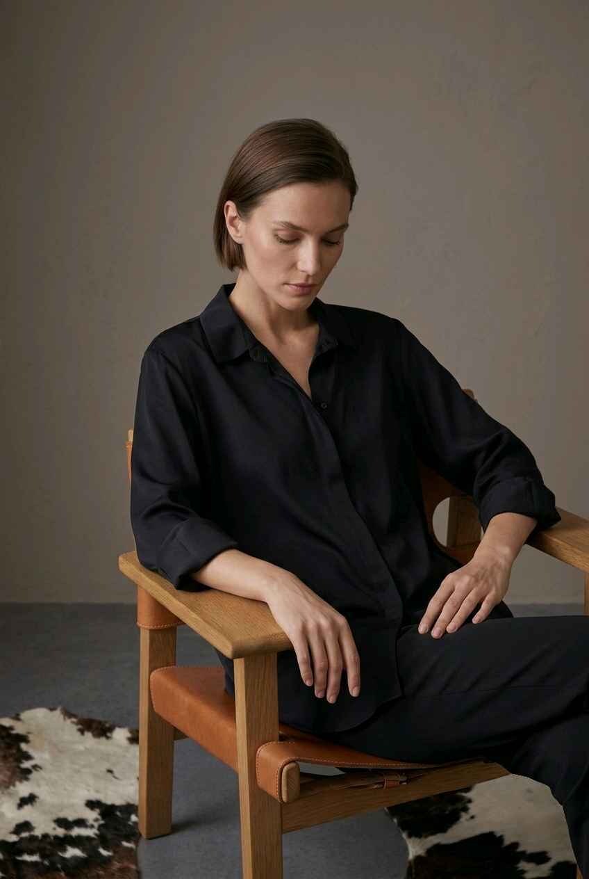 Mayorista LAFÉEROSE - Camisa oversize de algodón suave con cuello solapa y manga larga