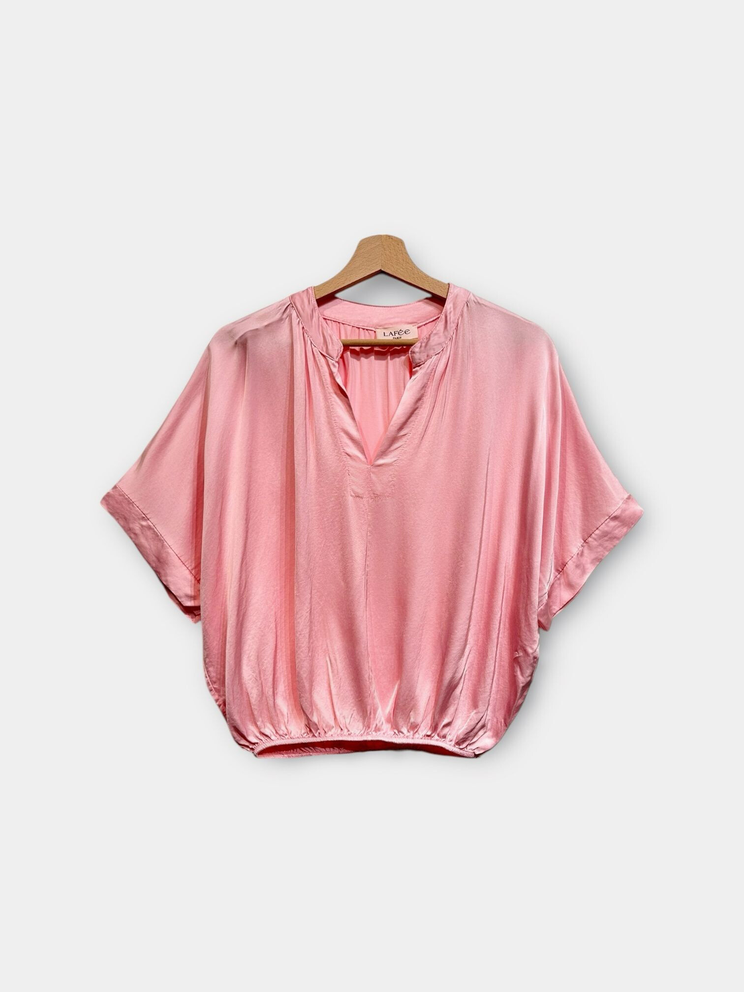 Wholesaler LAFÉEROSE - Top Fluid blouse in viscose Tunisian collar 3/4 flared flying rocker