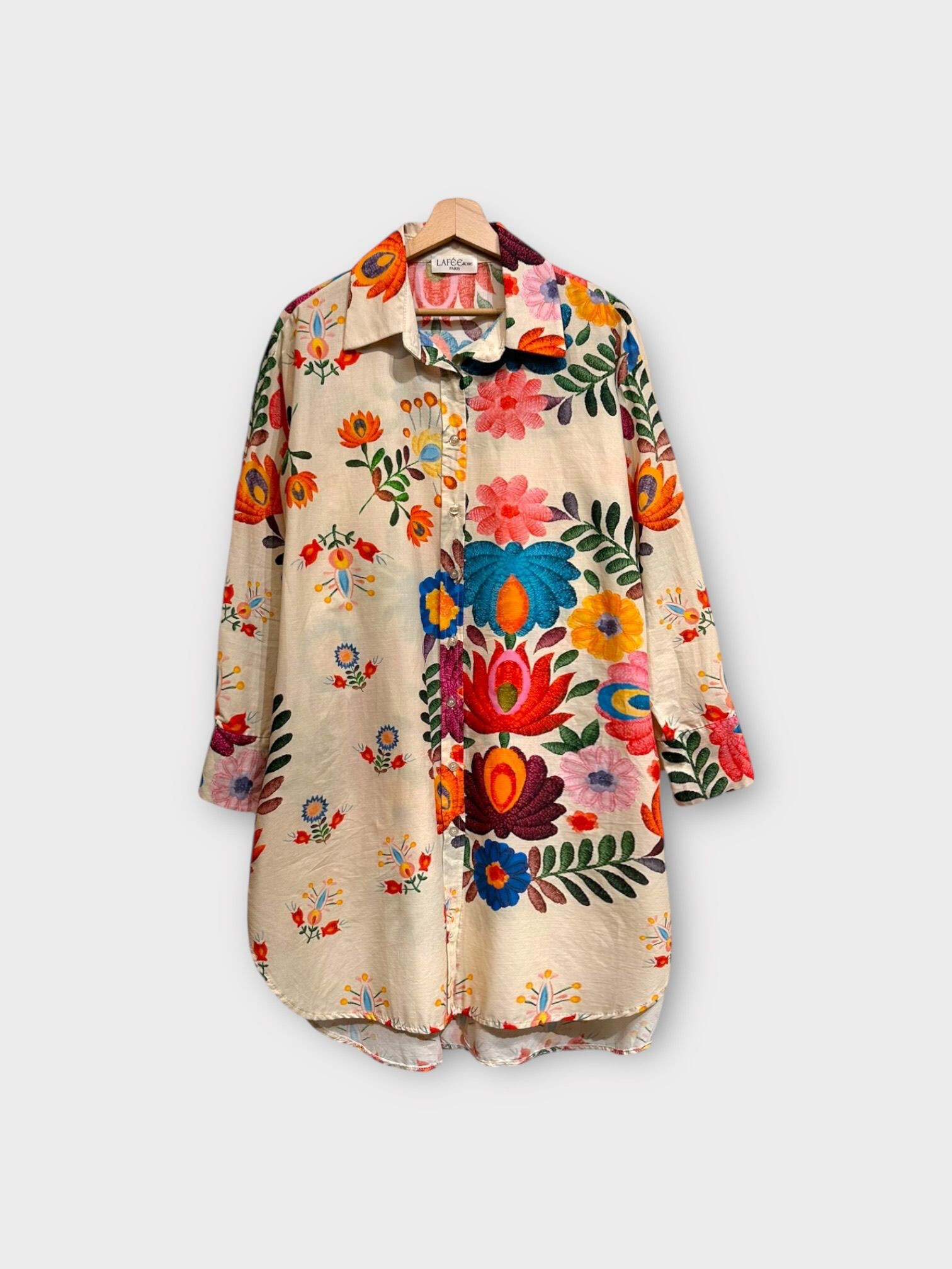 Grossista LAFÉEROSE - Camicia/Tunica Abito oversize stampato floreale 100% cotone