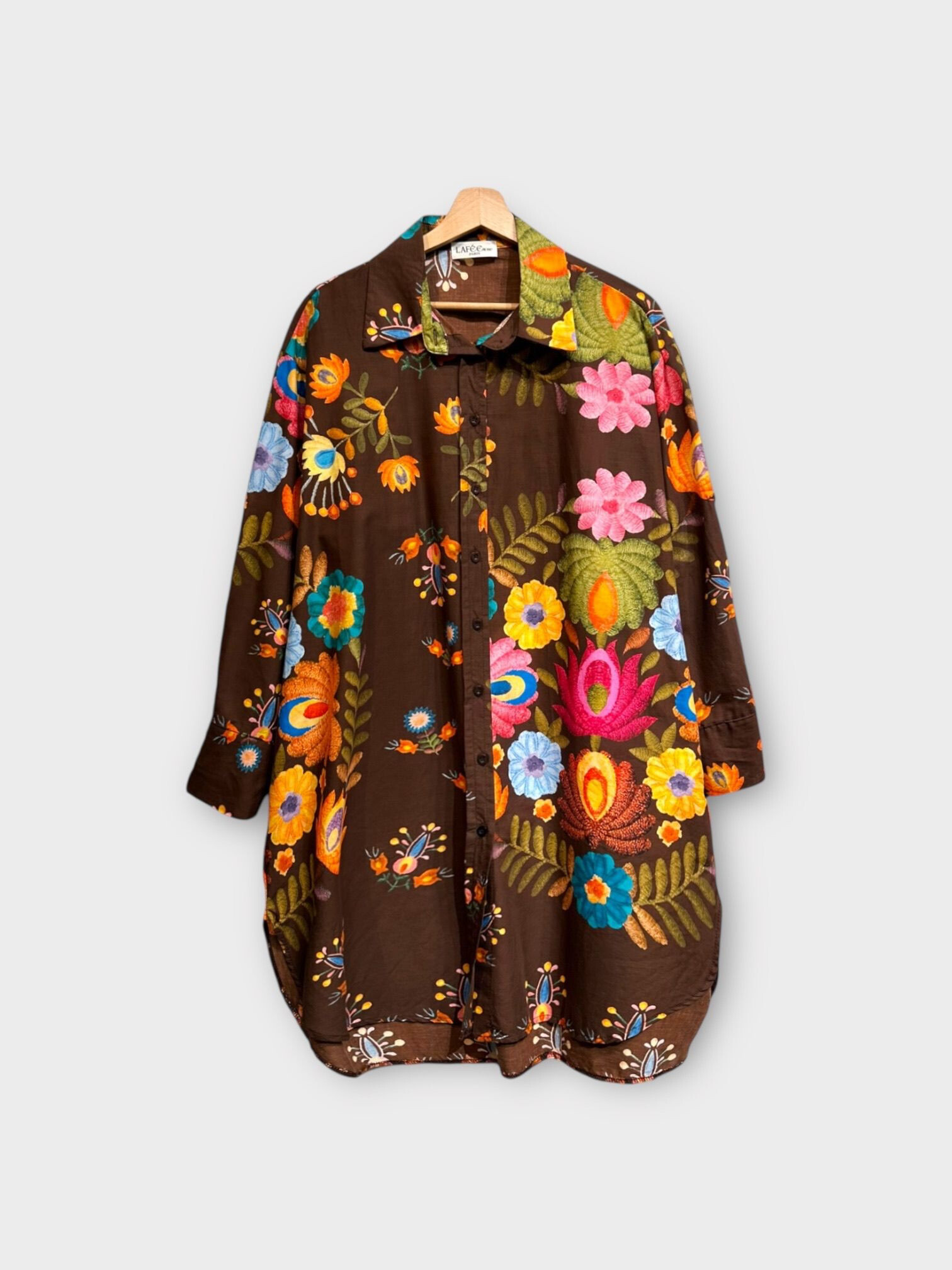 Großhändler LAFÉEROSE - Hemd/Tunika Oversized-Kleid mit Blumenmuster 100% Baumwolle